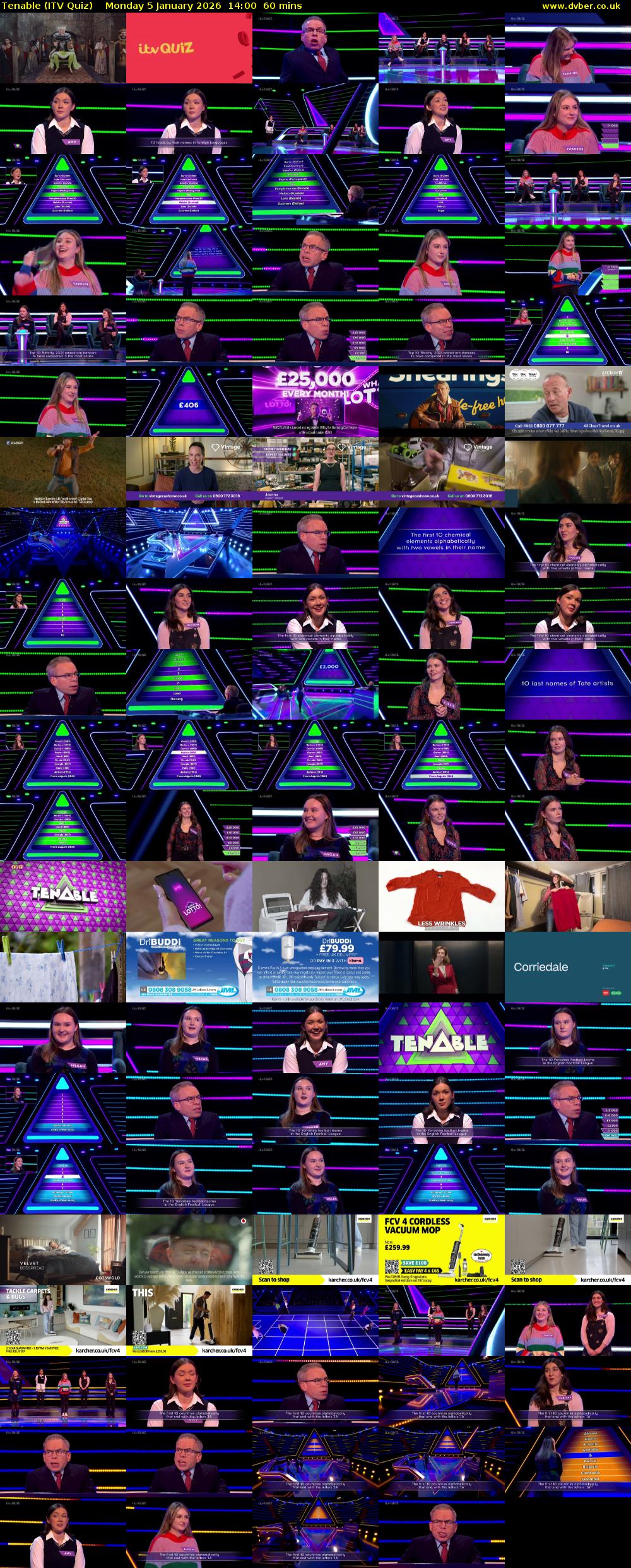 Tenable (ITV Quiz) Monday 5 January 2026 14:00 - 15:00