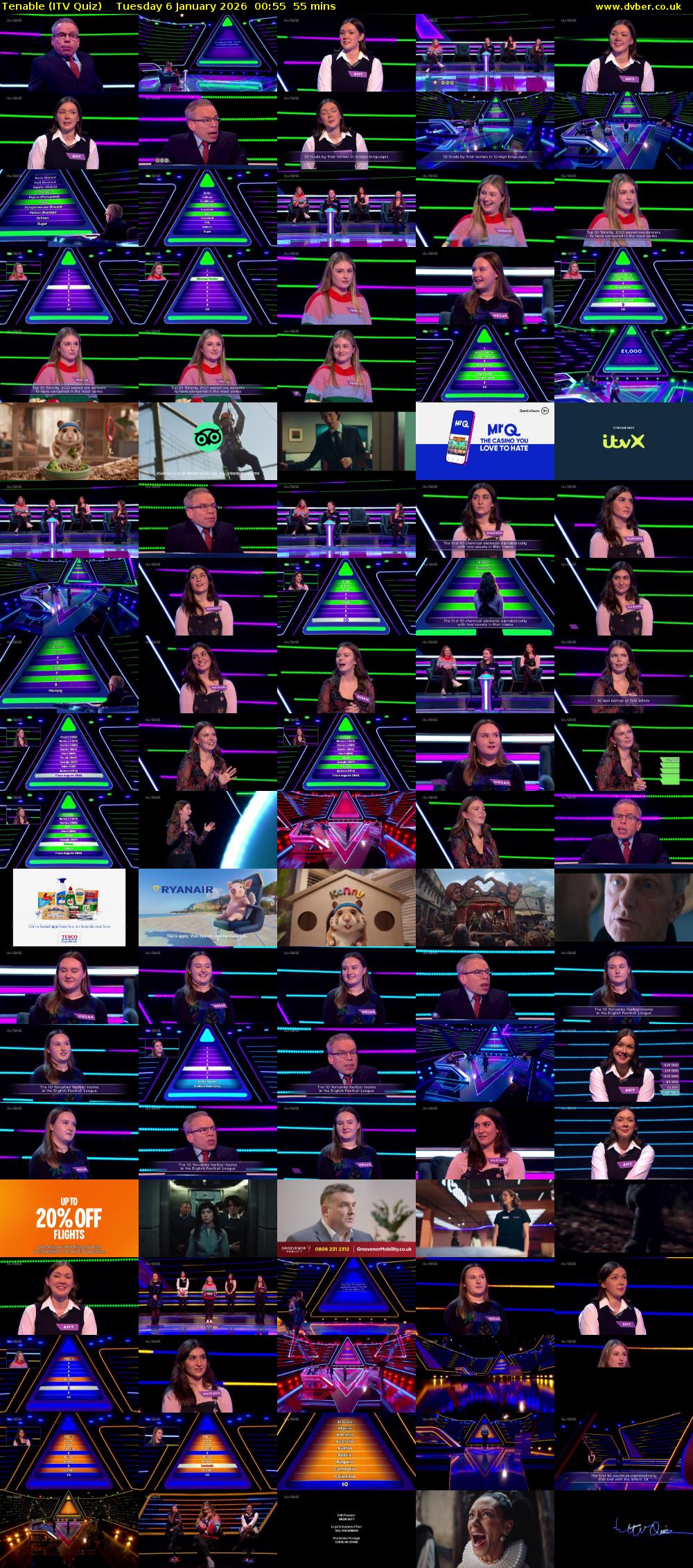 Tenable (ITV Quiz) Tuesday 6 January 2026 00:55 - 01:50