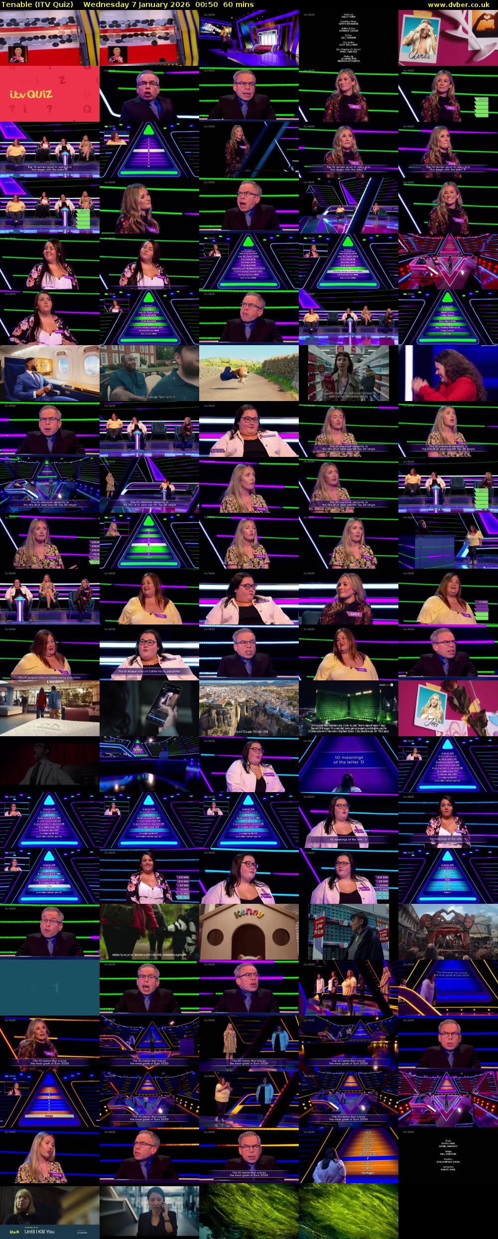 Tenable (ITV Quiz) Wednesday 7 January 2026 00:50 - 01:50