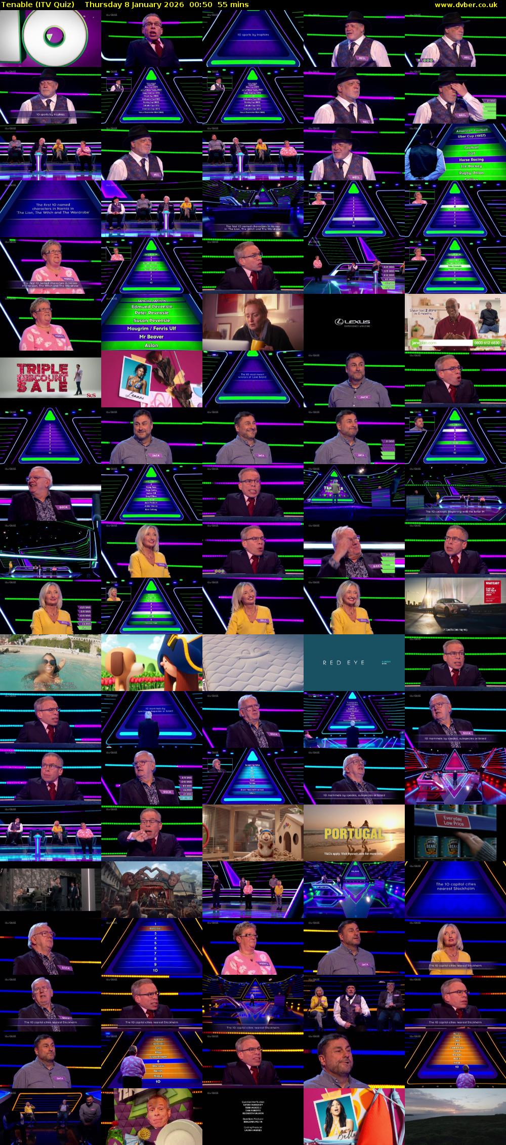 Tenable (ITV Quiz) Thursday 8 January 2026 00:50 - 01:45