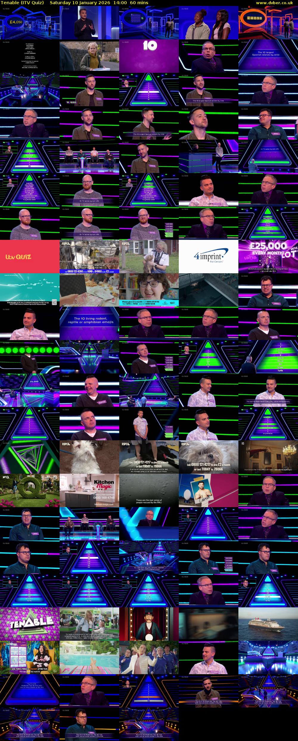 Tenable (ITV Quiz) Saturday 10 January 2026 14:00 - 15:00