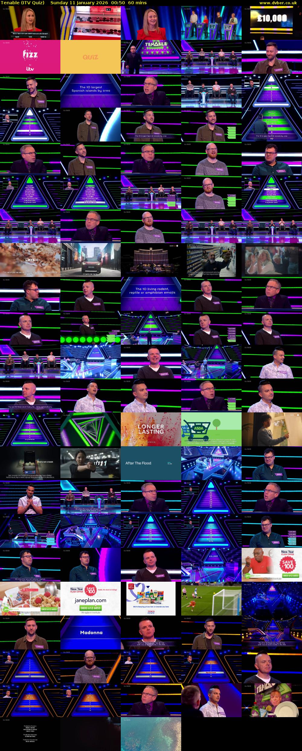 Tenable (ITV Quiz) Sunday 11 January 2026 00:50 - 01:50