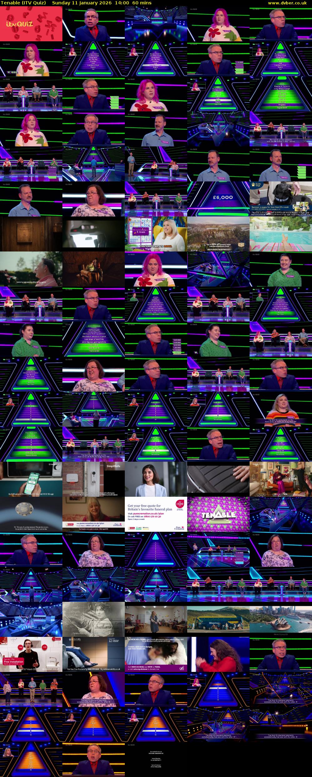 Tenable (ITV Quiz) Sunday 11 January 2026 14:00 - 15:00