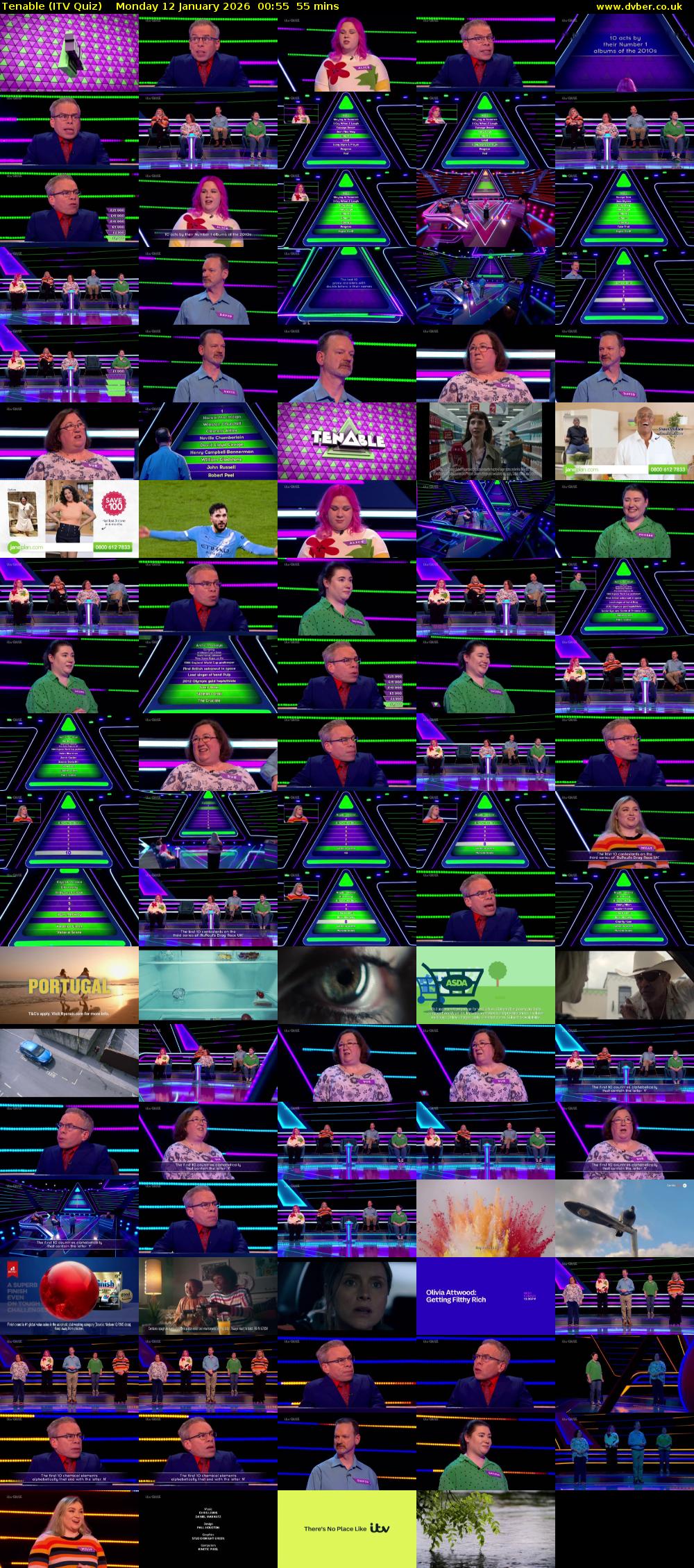 Tenable (ITV Quiz) Monday 12 January 2026 00:55 - 01:50