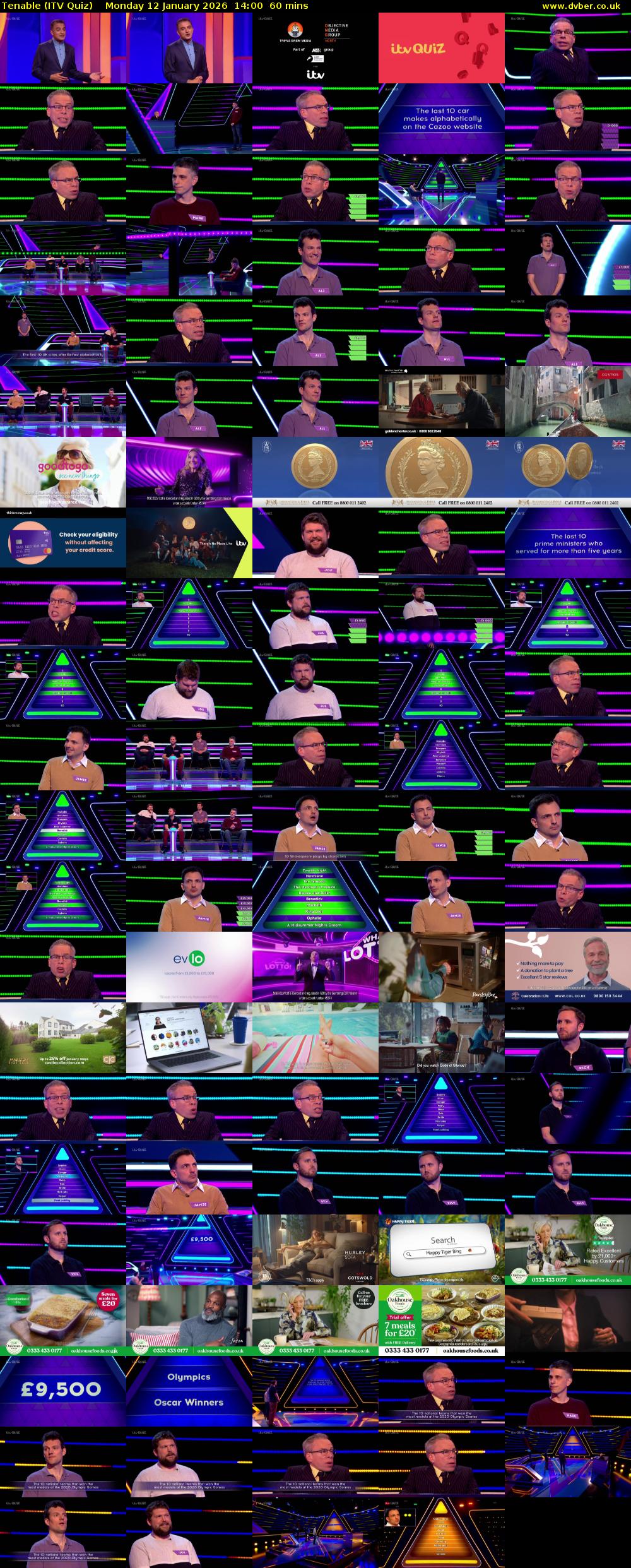Tenable (ITV Quiz) Monday 12 January 2026 14:00 - 15:00