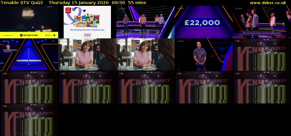 Tenable (ITV Quiz) Thursday 15 January 2026 00:50 - 01:45