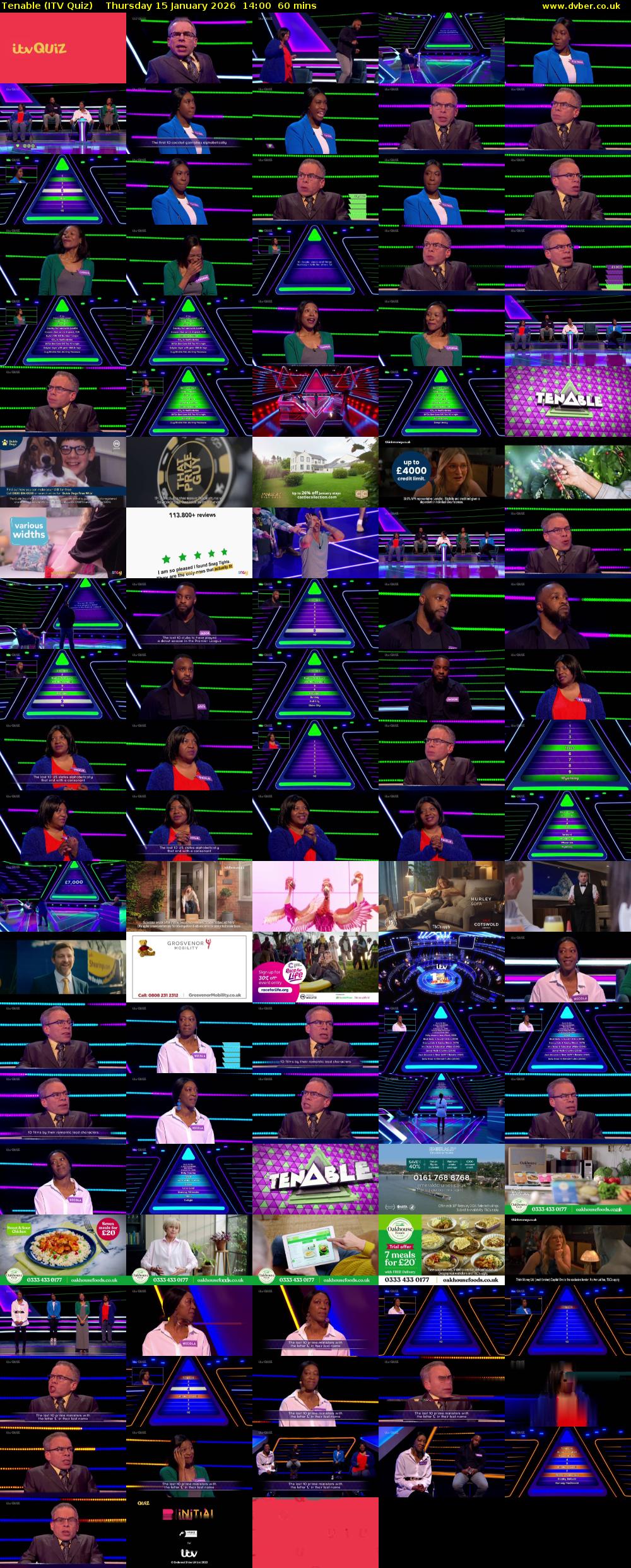 Tenable (ITV Quiz) Thursday 15 January 2026 14:00 - 15:00