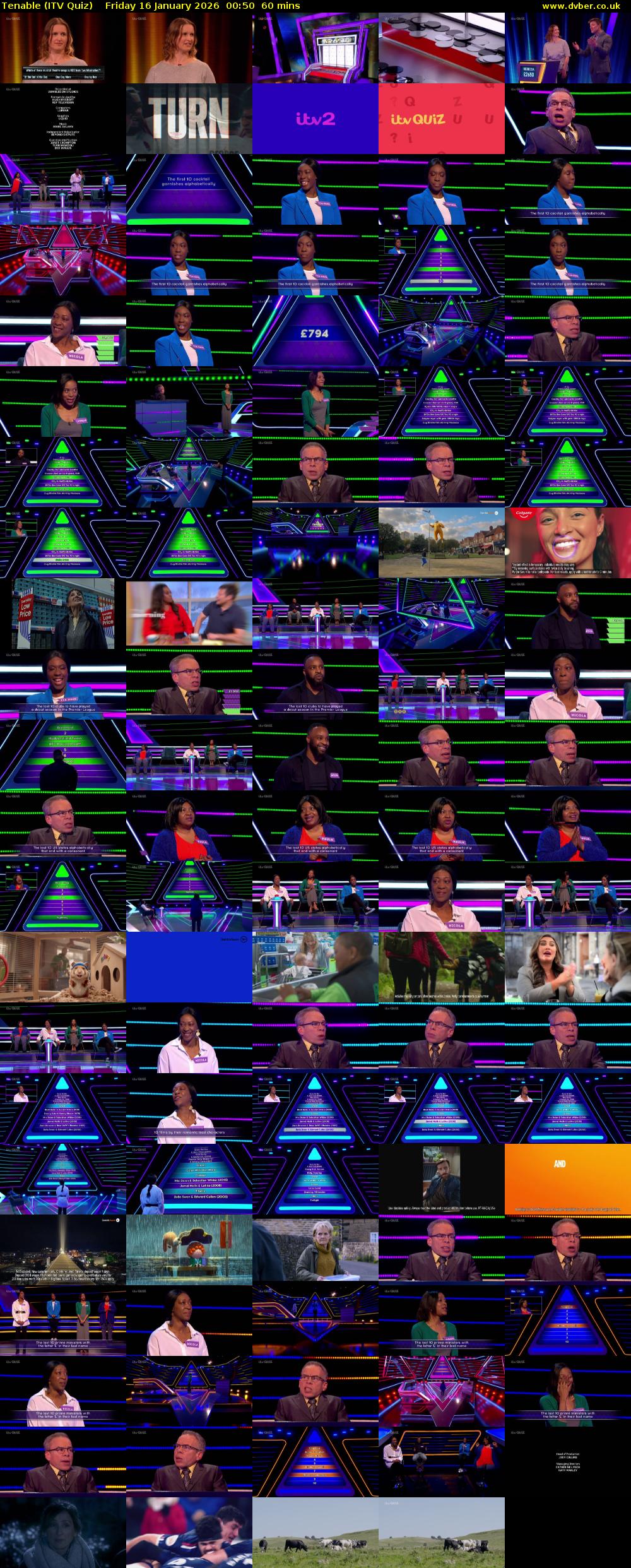 Tenable (ITV Quiz) Friday 16 January 2026 00:50 - 01:50