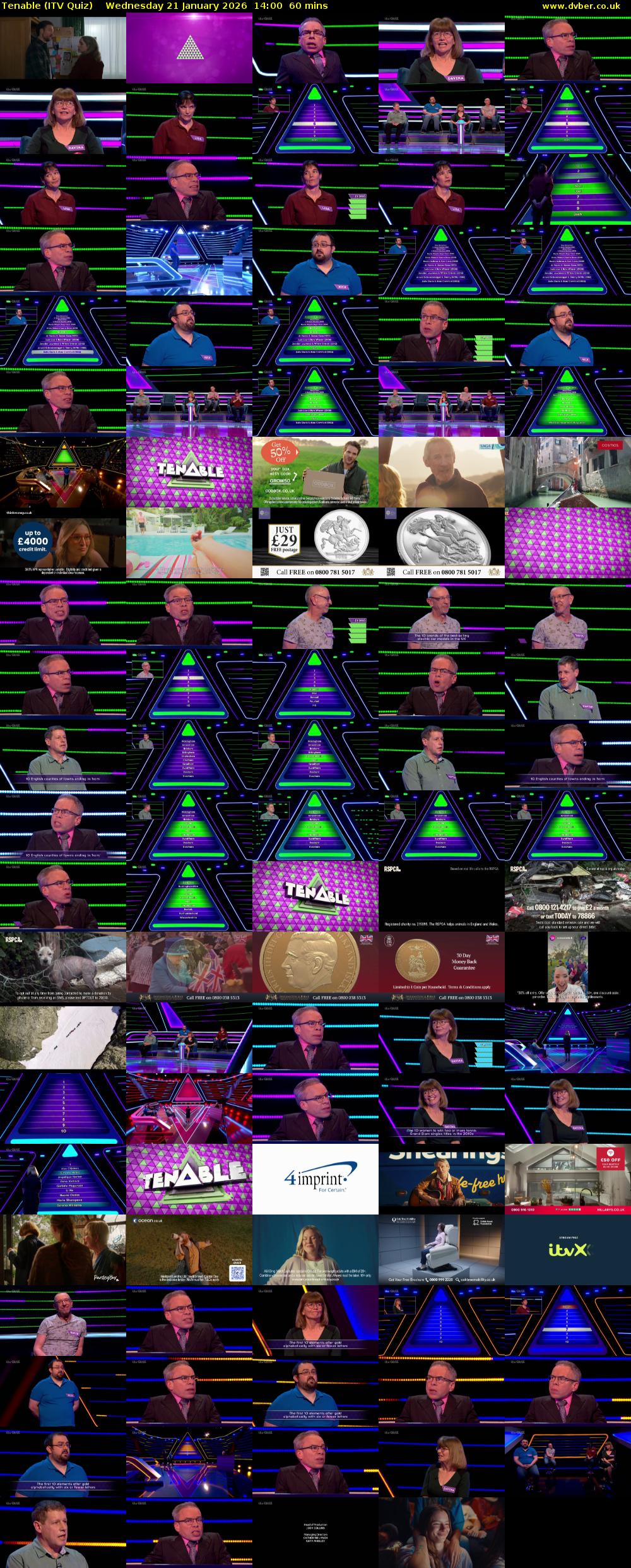 Tenable (ITV Quiz) Wednesday 21 January 2026 14:00 - 15:00