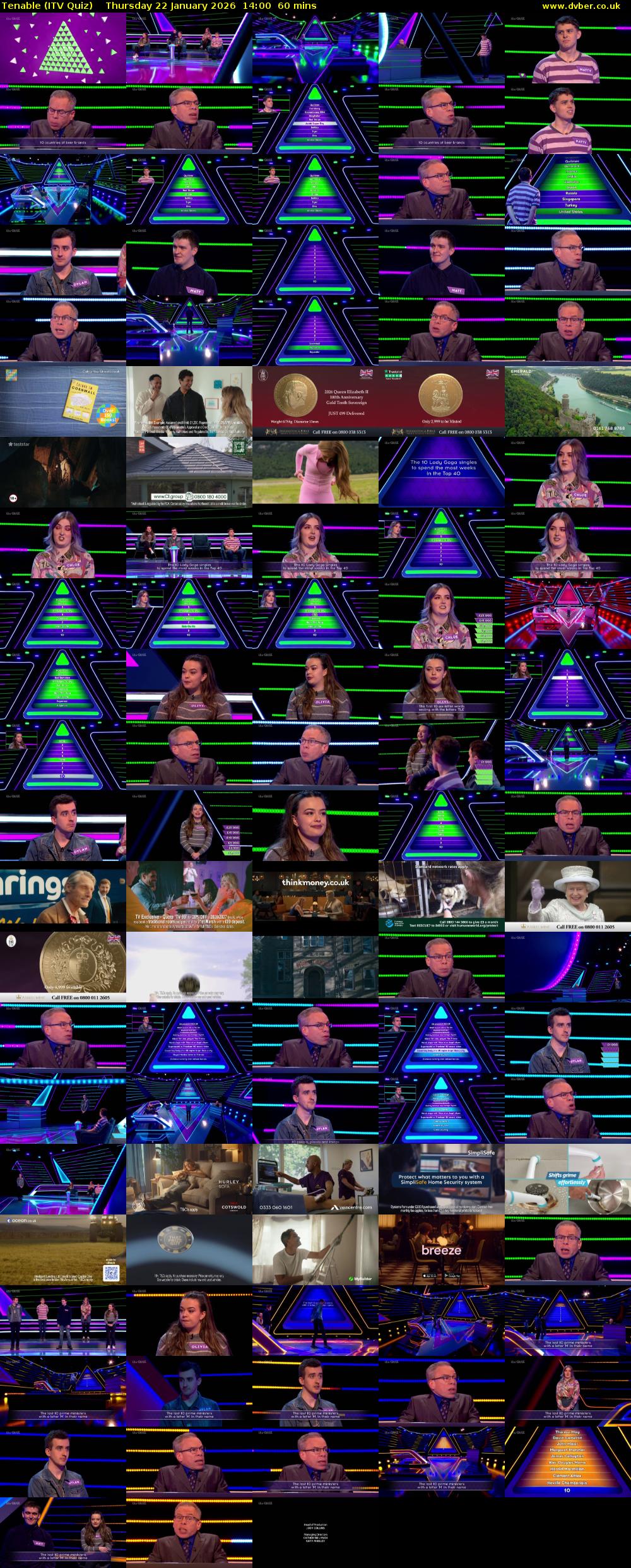 Tenable (ITV Quiz) Thursday 22 January 2026 14:00 - 15:00