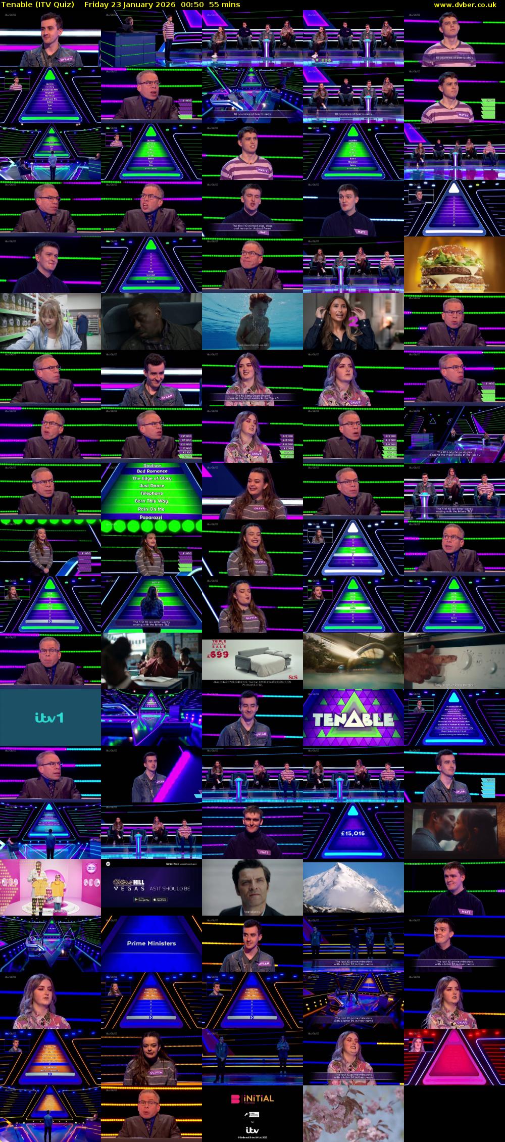 Tenable (ITV Quiz) Friday 23 January 2026 00:50 - 01:45