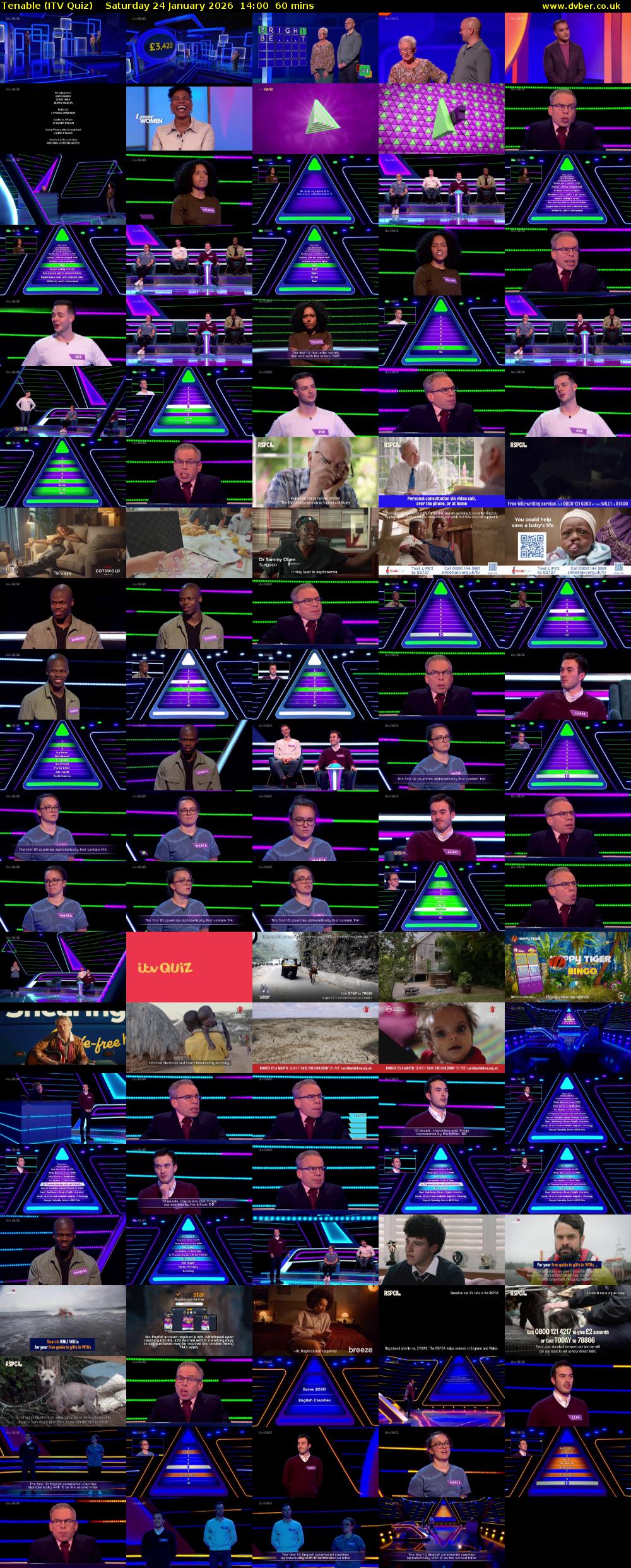 Tenable (ITV Quiz) Saturday 24 January 2026 14:00 - 15:00