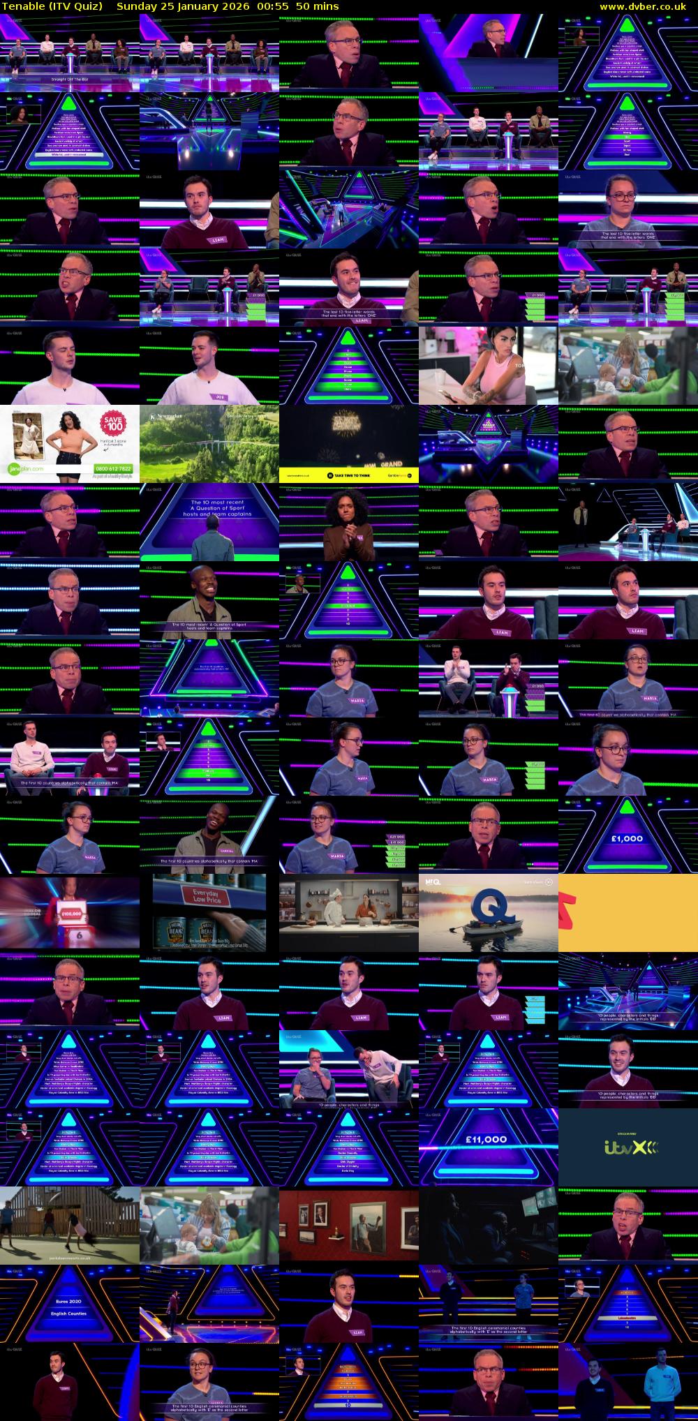 Tenable (ITV Quiz) Sunday 25 January 2026 00:55 - 01:45