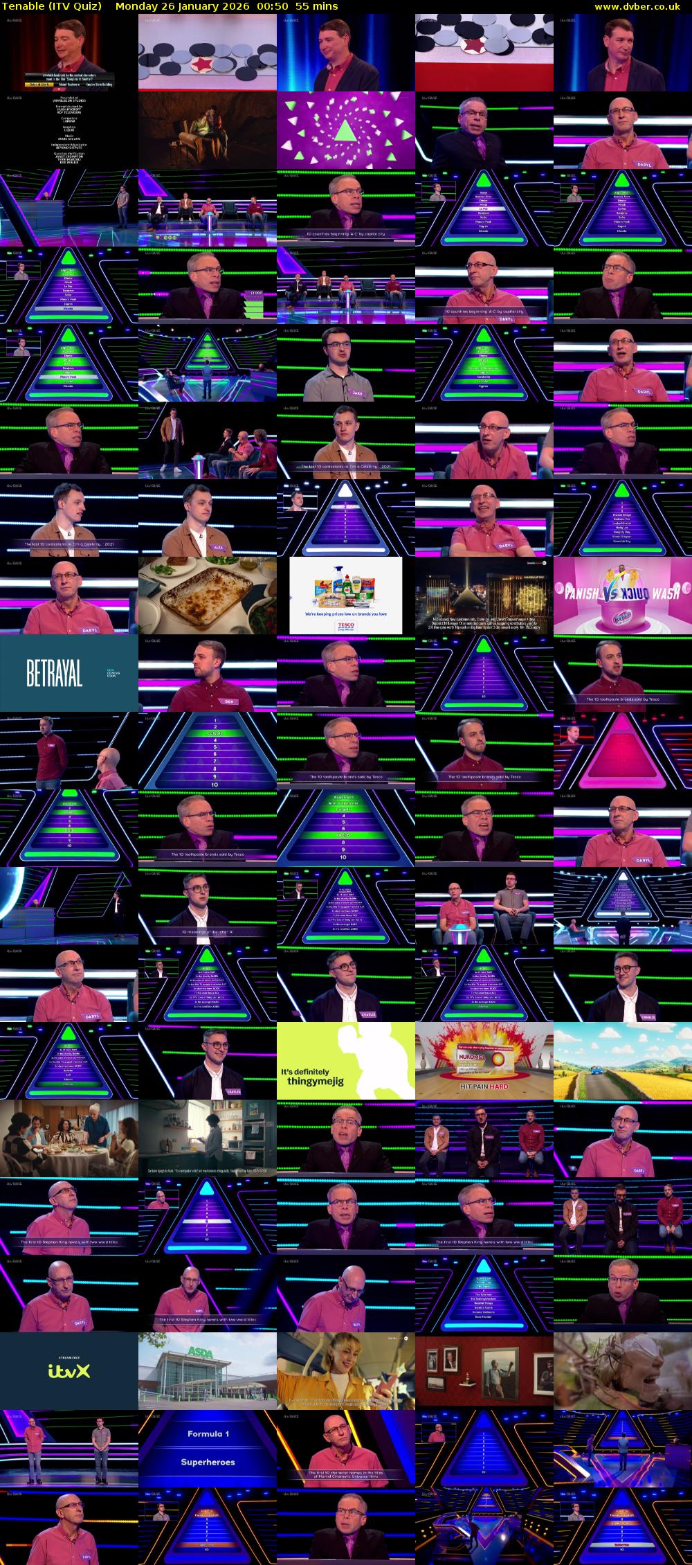 Tenable (ITV Quiz) Monday 26 January 2026 00:50 - 01:45