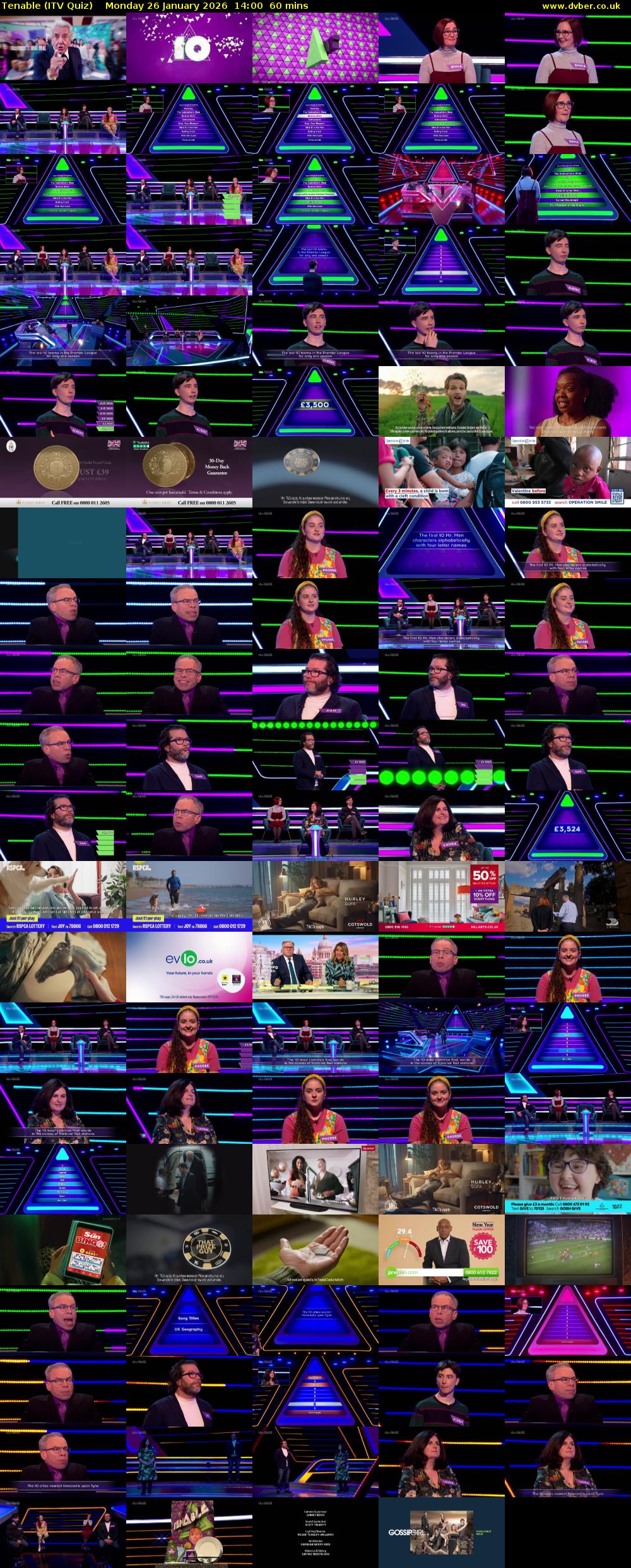 Tenable (ITV Quiz) Monday 26 January 2026 14:00 - 15:00
