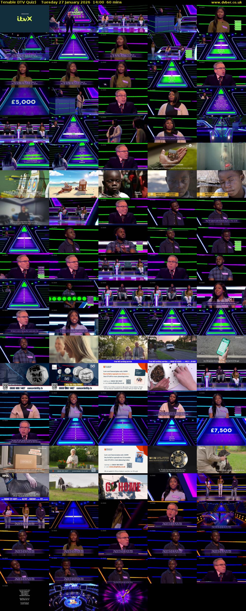 Tenable (ITV Quiz) Tuesday 27 January 2026 14:00 - 15:00