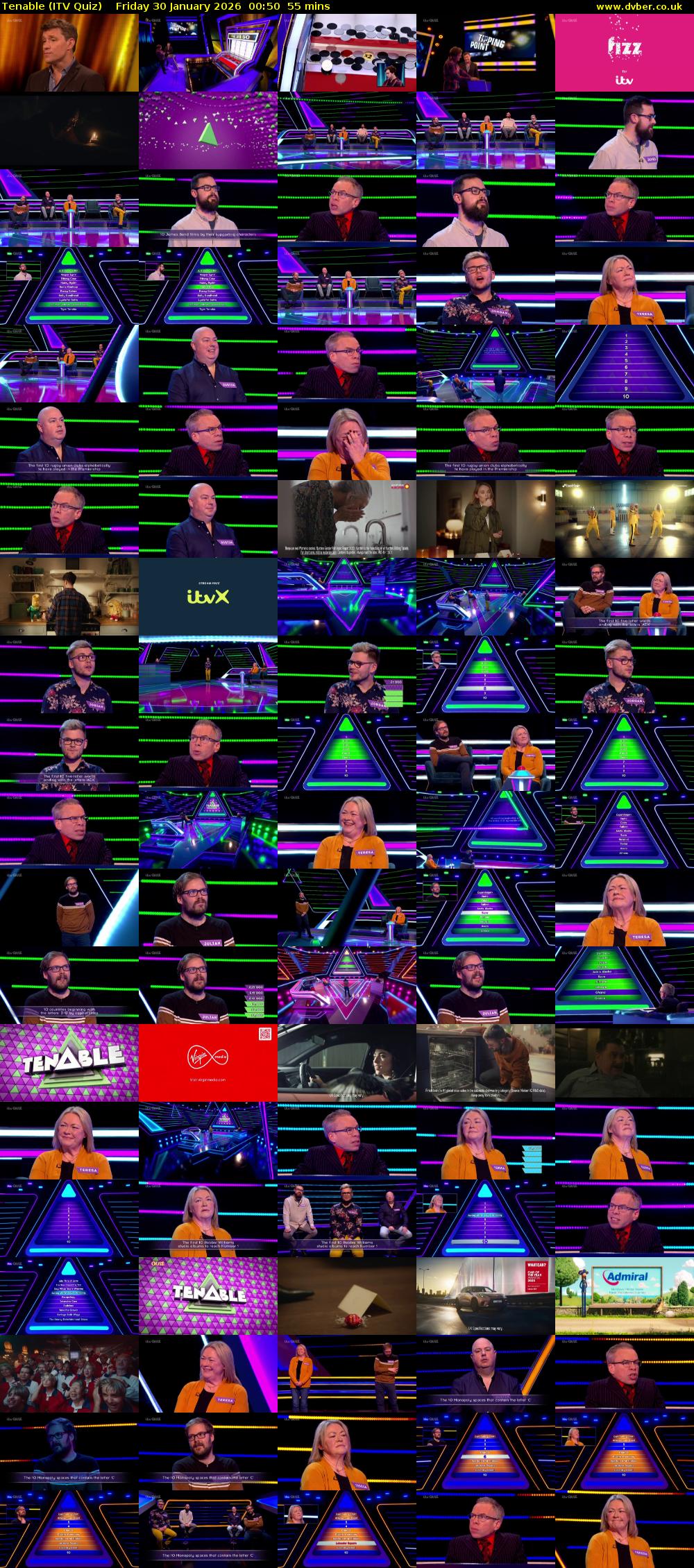 Tenable (ITV Quiz) Friday 30 January 2026 00:50 - 01:45