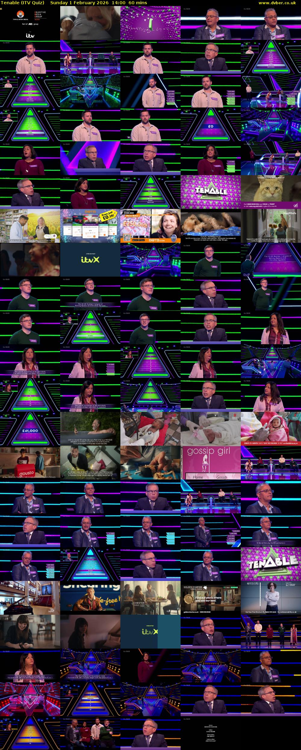 Tenable (ITV Quiz) Sunday 1 February 2026 14:00 - 15:00
