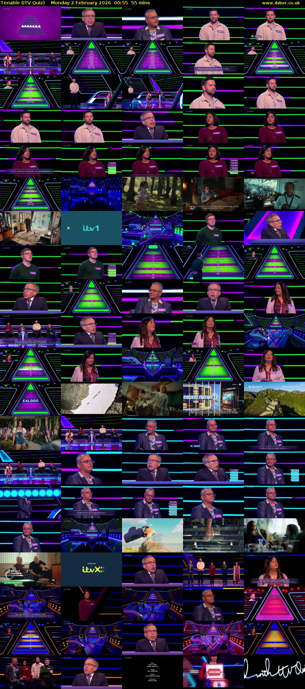 Tenable (ITV Quiz) Monday 2 February 2026 00:55 - 01:50