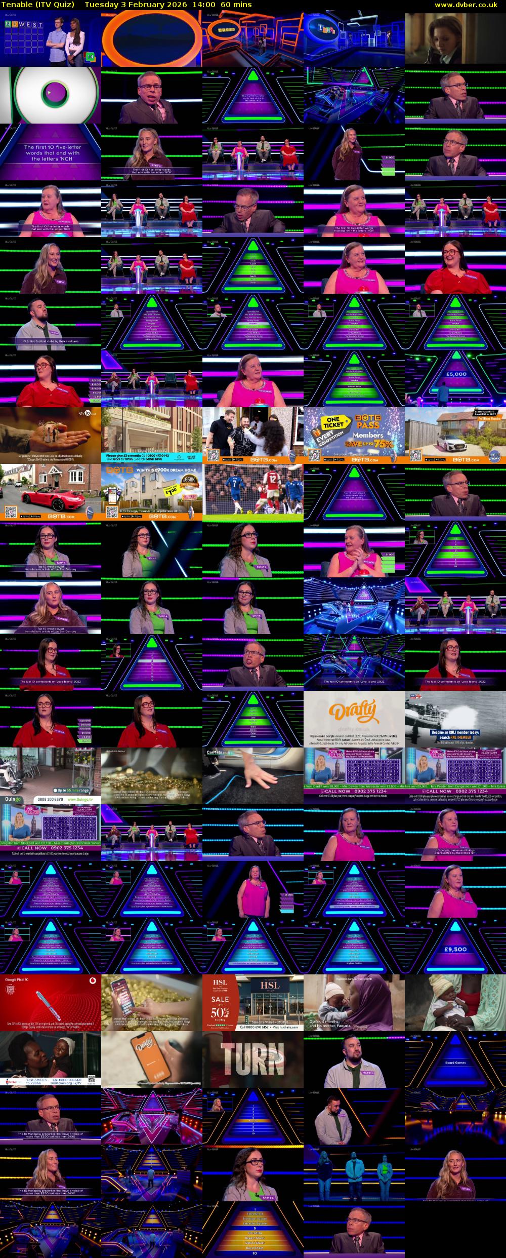 Tenable (ITV Quiz) Tuesday 3 February 2026 14:00 - 15:00