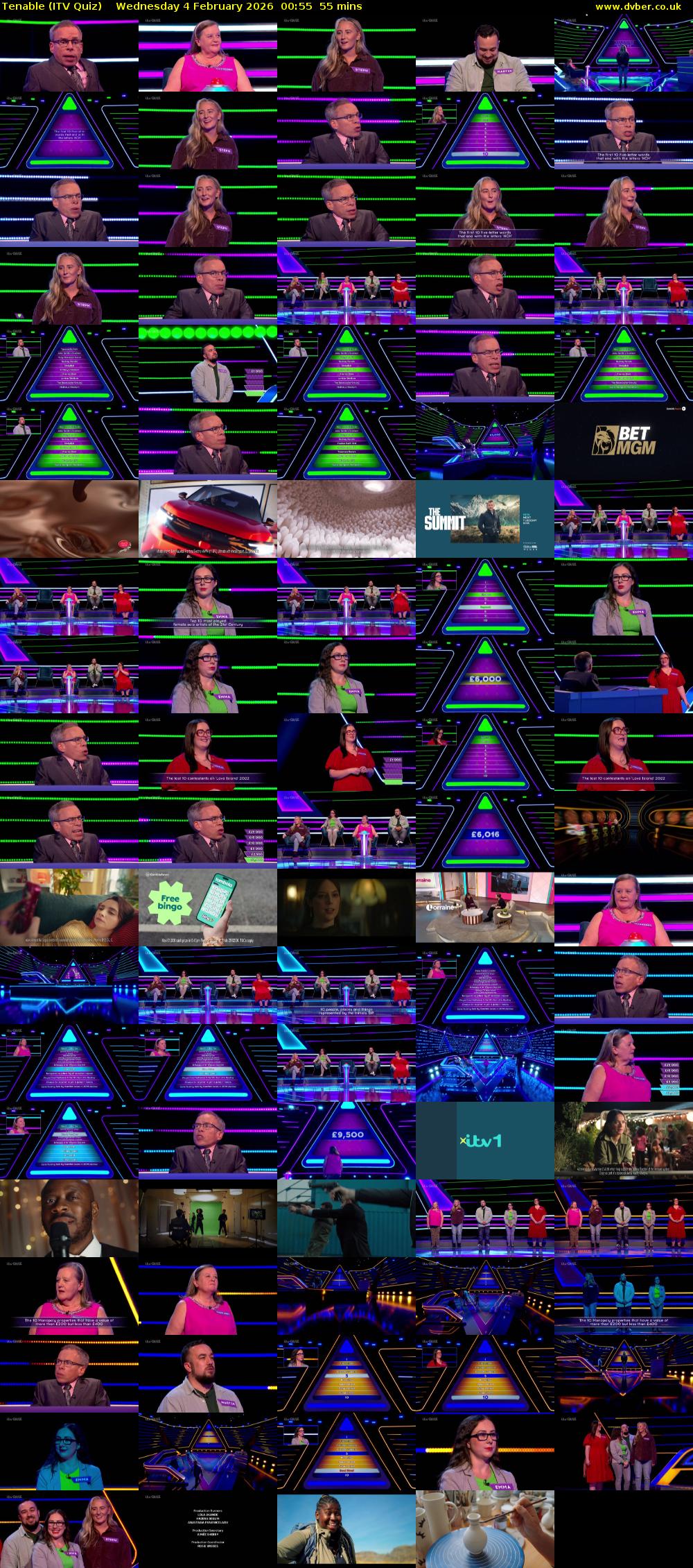 Tenable (ITV Quiz) Wednesday 4 February 2026 00:55 - 01:50