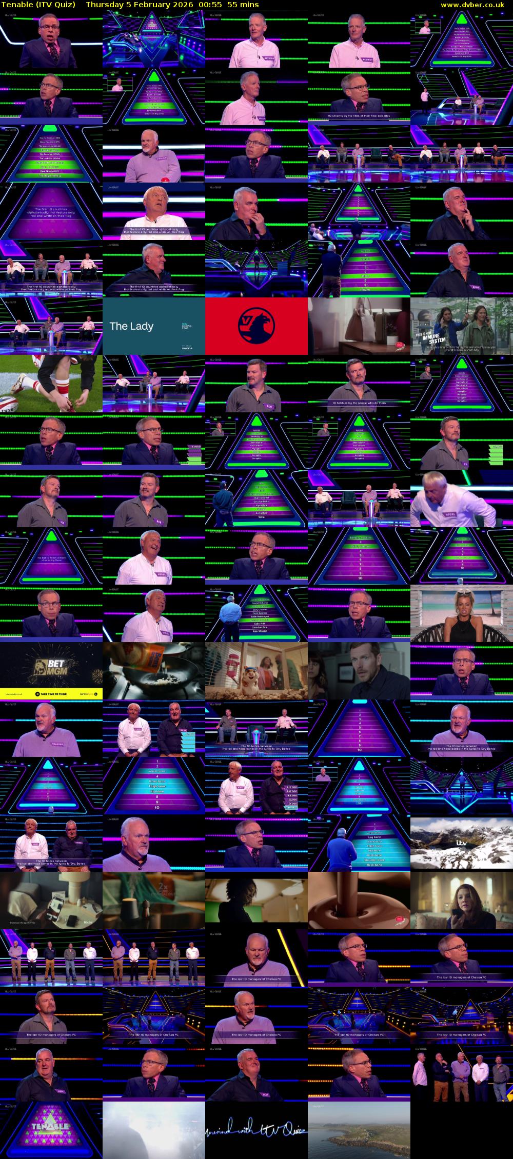 Tenable (ITV Quiz) Thursday 5 February 2026 00:55 - 01:50