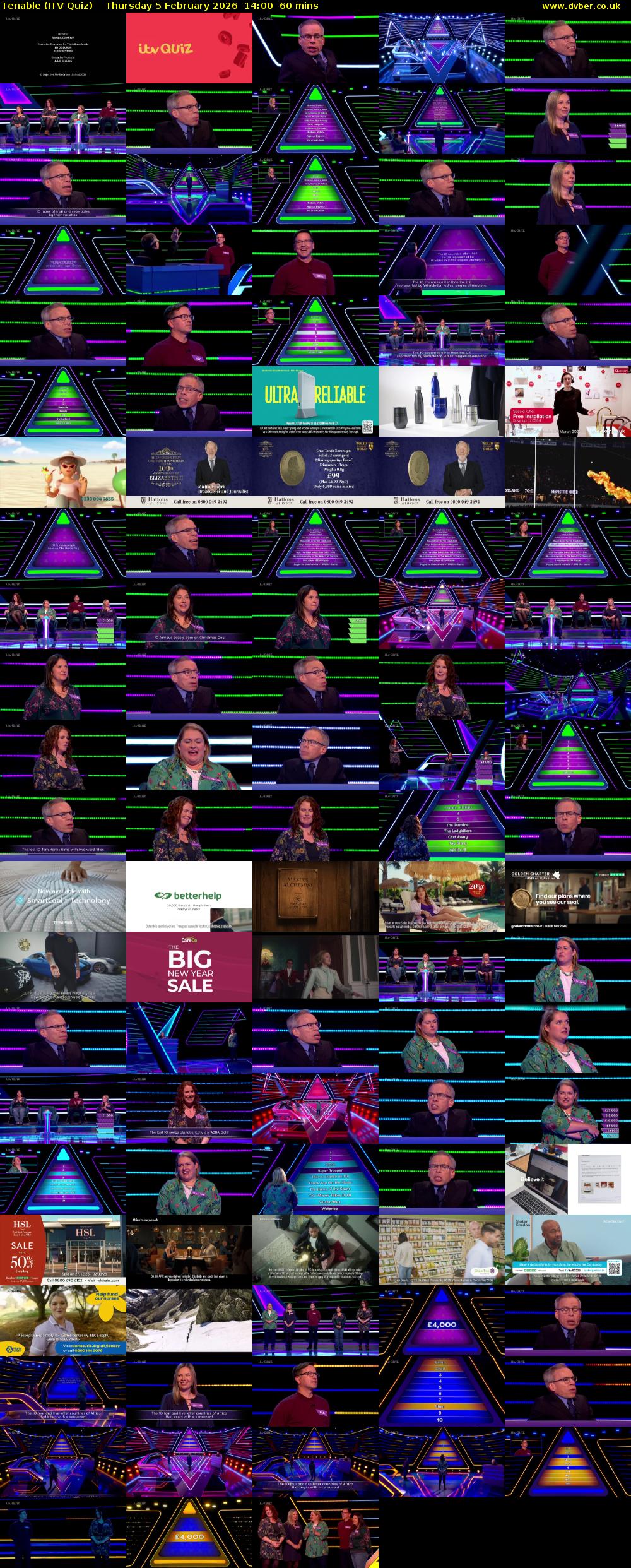 Tenable (ITV Quiz) Thursday 5 February 2026 14:00 - 15:00