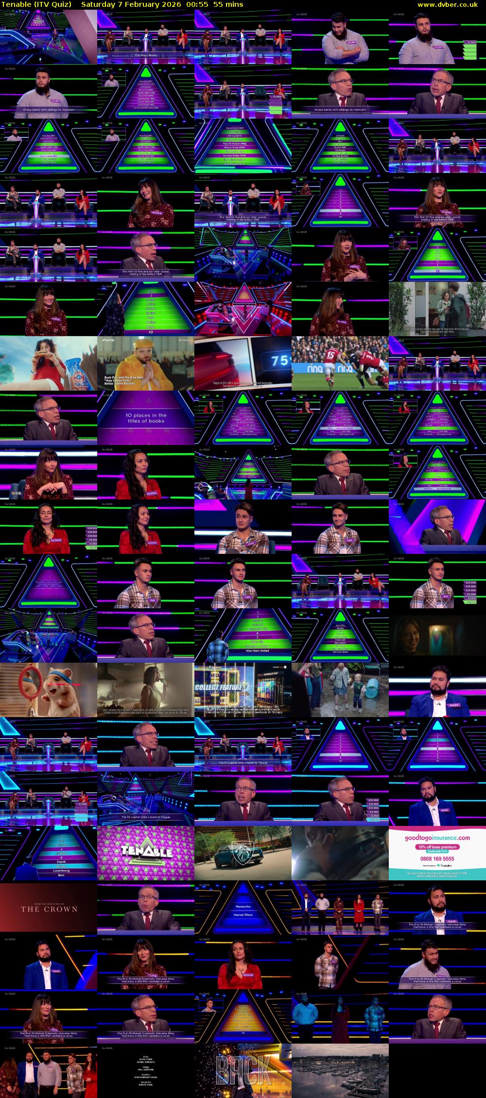 Tenable (ITV Quiz) Saturday 7 February 2026 00:55 - 01:50