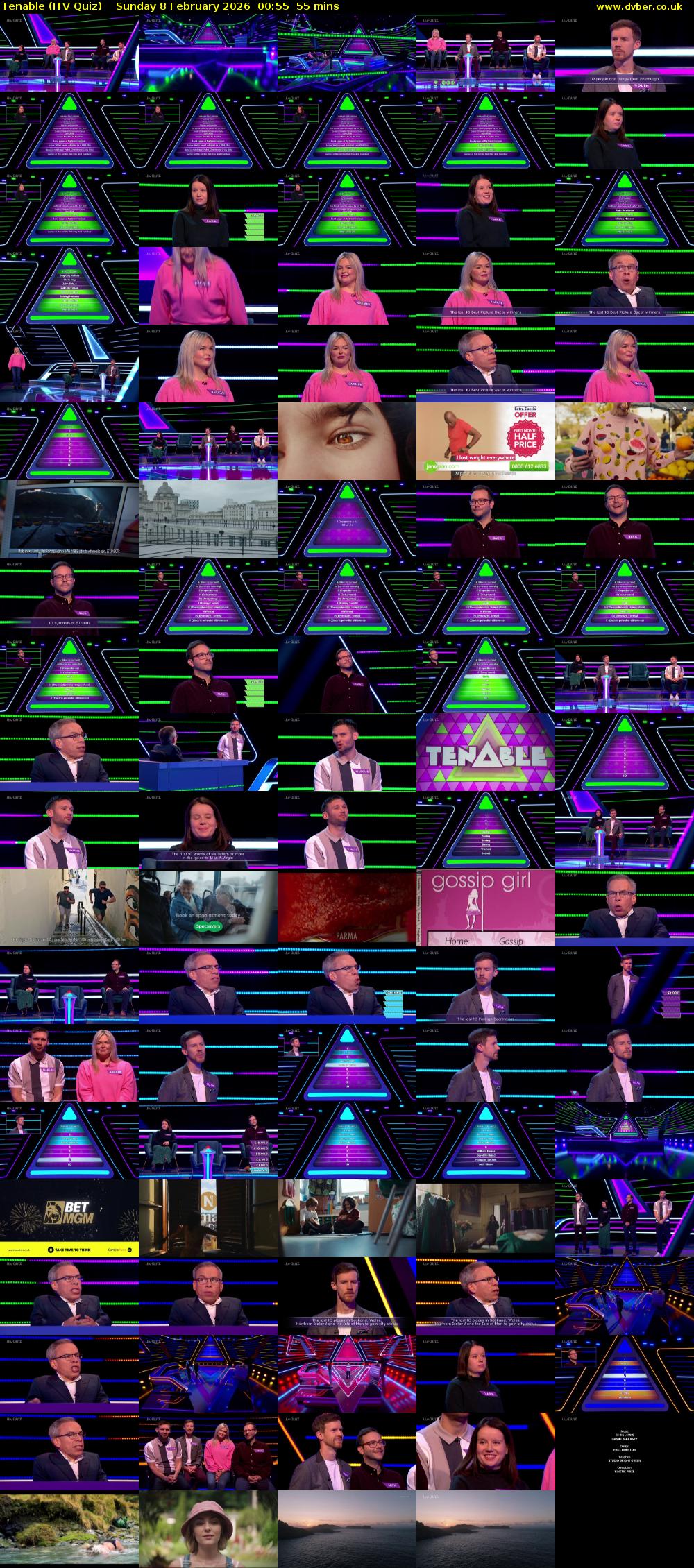 Tenable (ITV Quiz) Sunday 8 February 2026 00:55 - 01:50