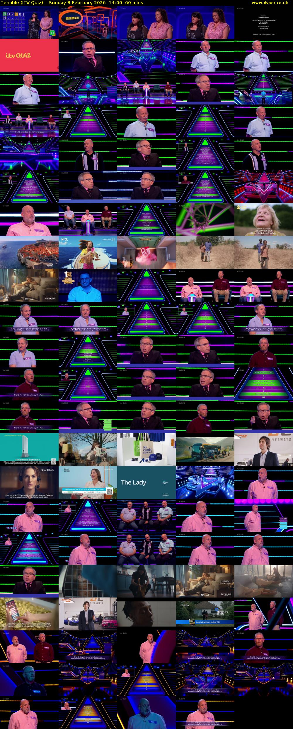 Tenable (ITV Quiz) Sunday 8 February 2026 14:00 - 15:00