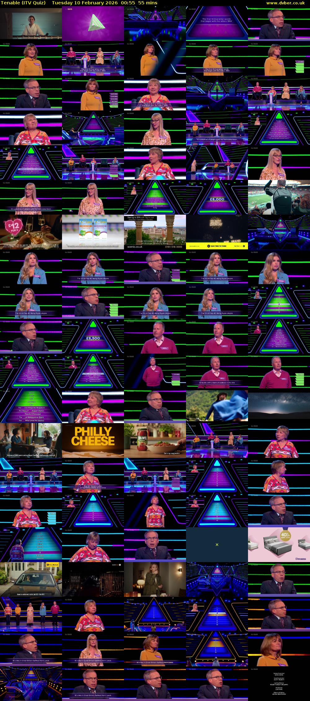 Tenable (ITV Quiz) Tuesday 10 February 2026 00:55 - 01:50