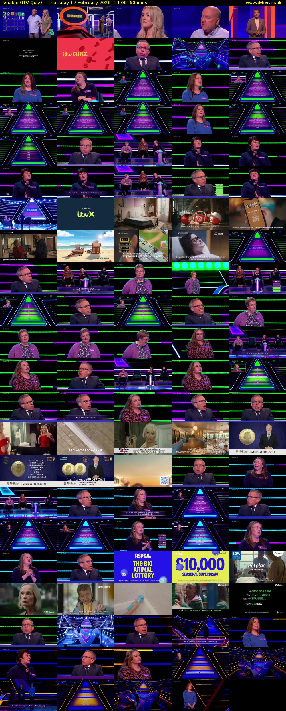 Tenable (ITV Quiz) Thursday 12 February 2026 14:00 - 15:00