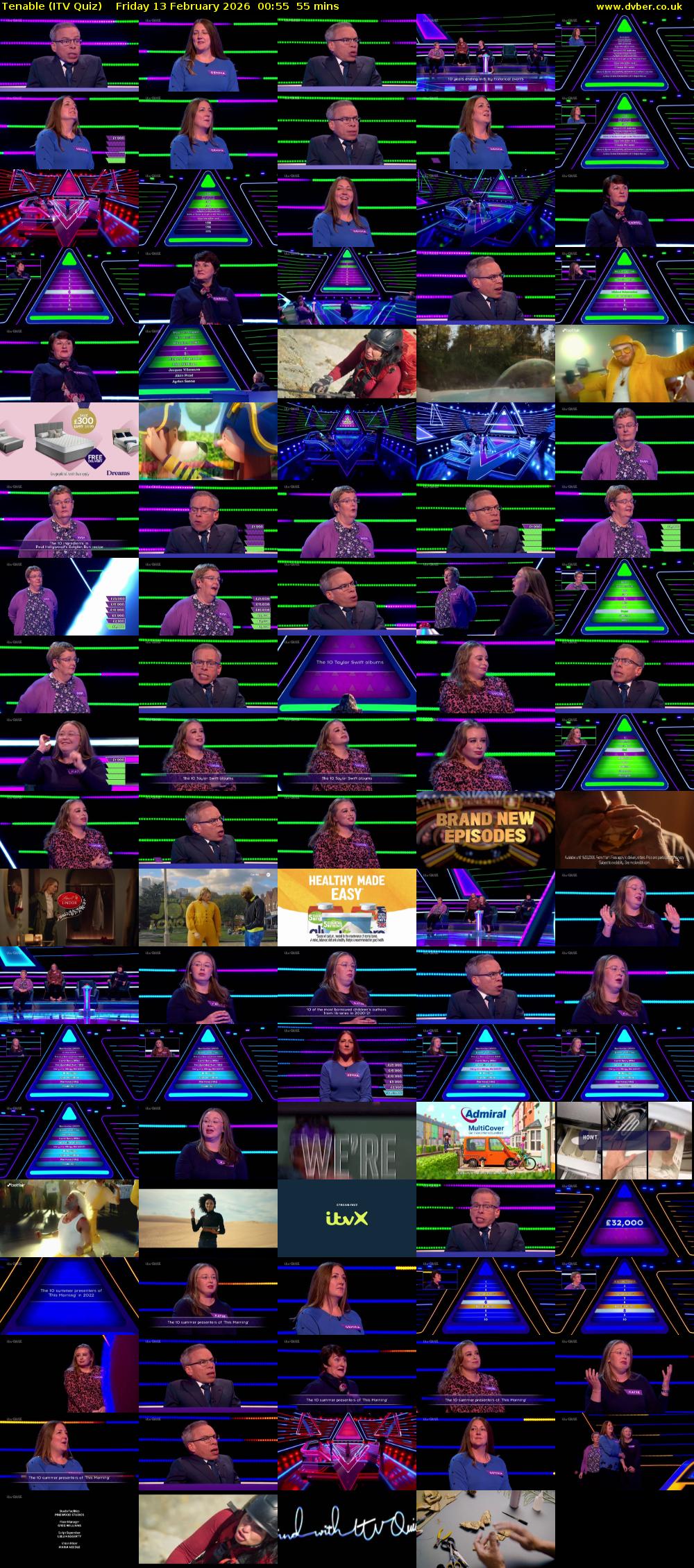 Tenable (ITV Quiz) Friday 13 February 2026 00:55 - 01:50