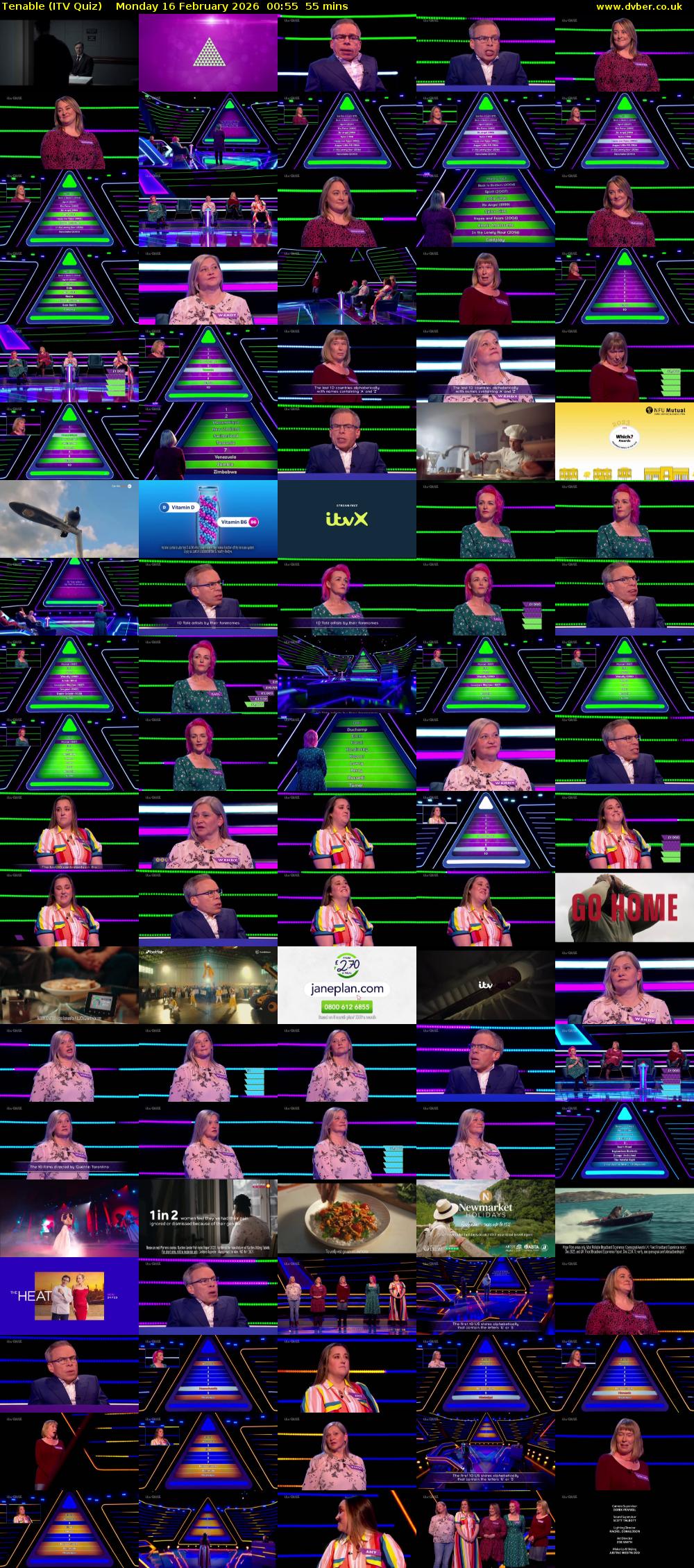 Tenable (ITV Quiz) Monday 16 February 2026 00:55 - 01:50