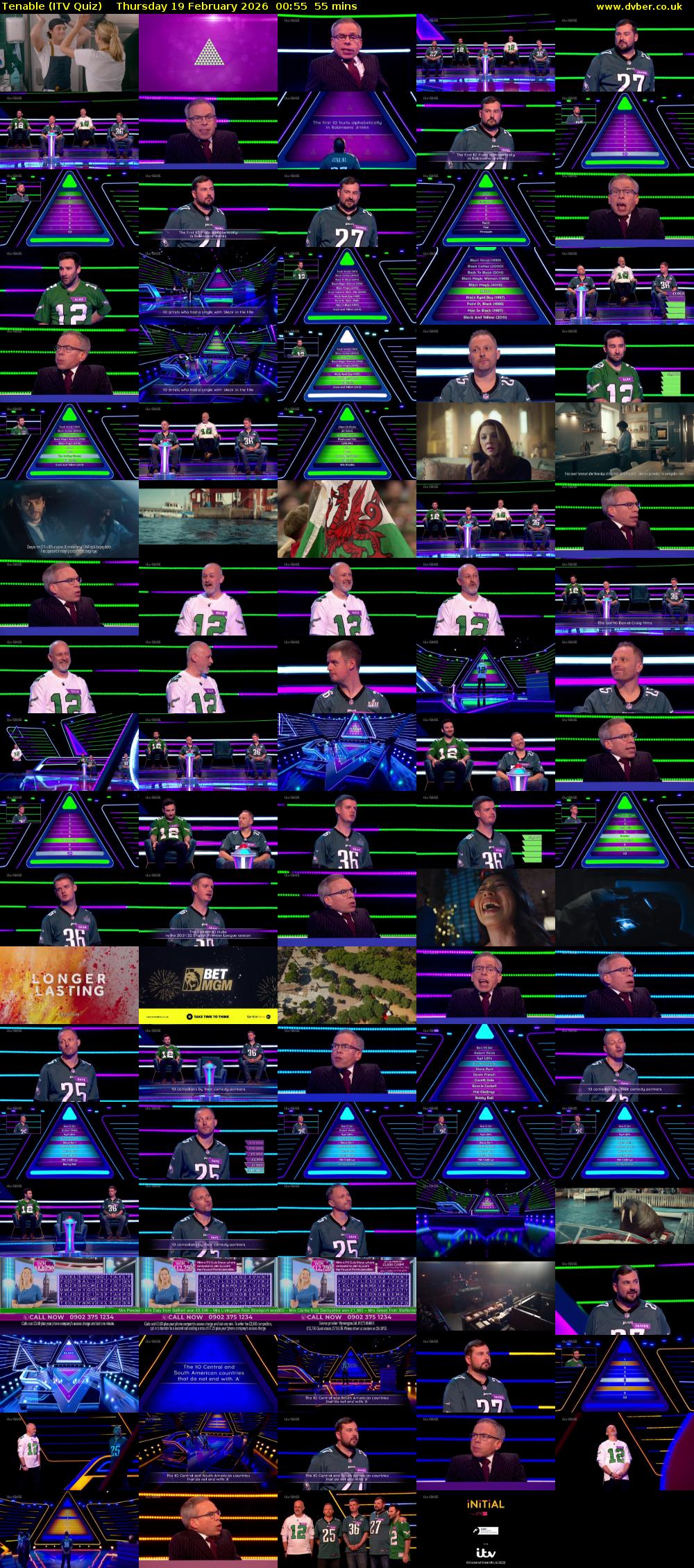 Tenable (ITV Quiz) Thursday 19 February 2026 00:55 - 01:50