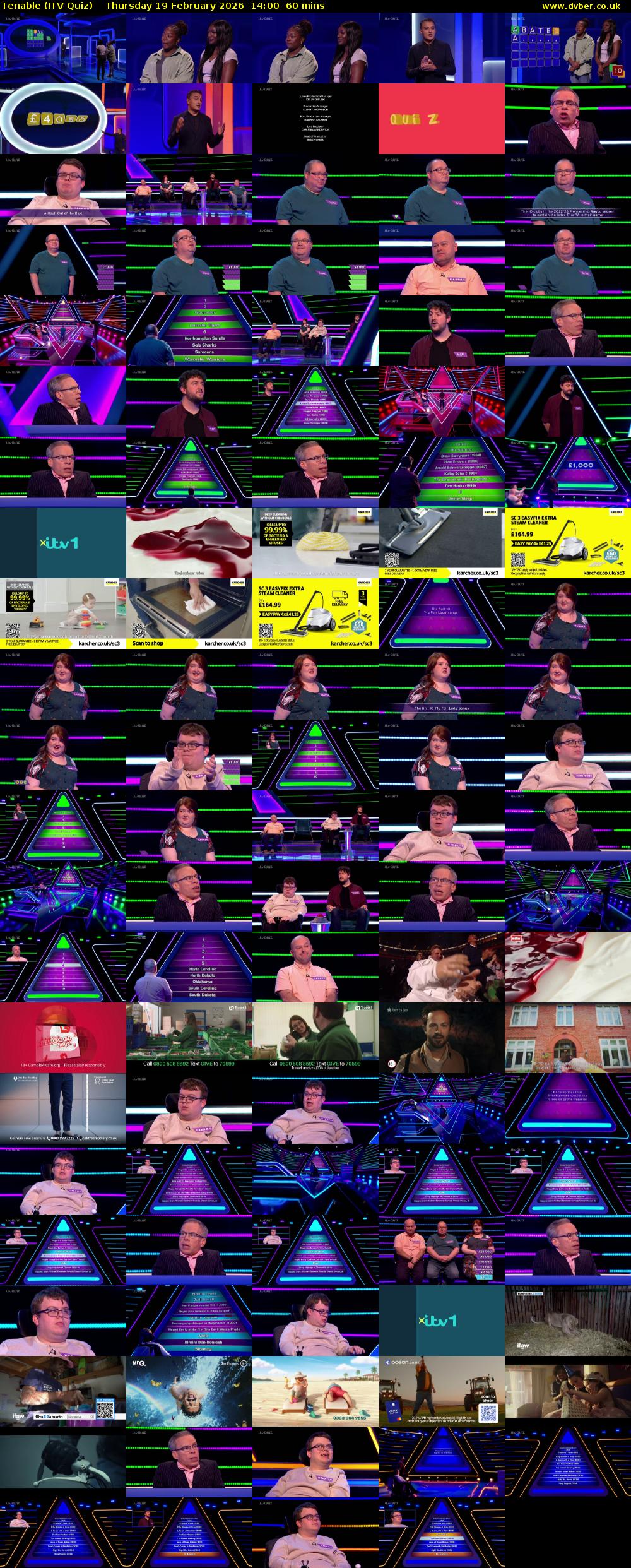 Tenable (ITV Quiz) Thursday 19 February 2026 14:00 - 15:00