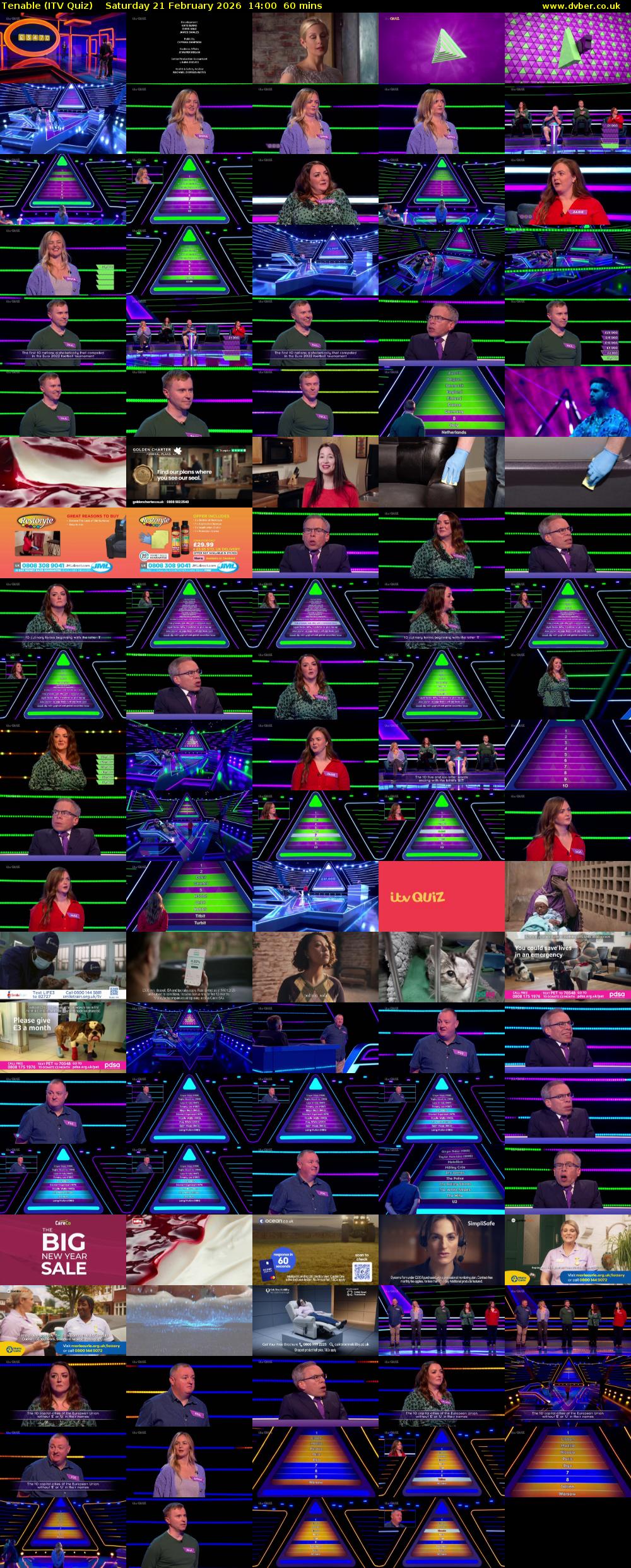 Tenable (ITV Quiz) Saturday 21 February 2026 14:00 - 15:00