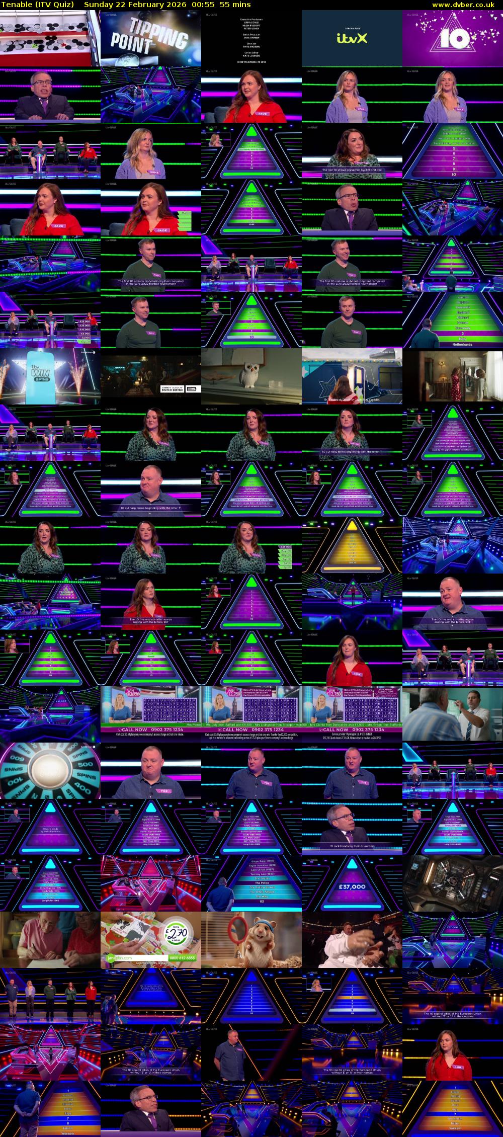 Tenable (ITV Quiz) Sunday 22 February 2026 00:55 - 01:50