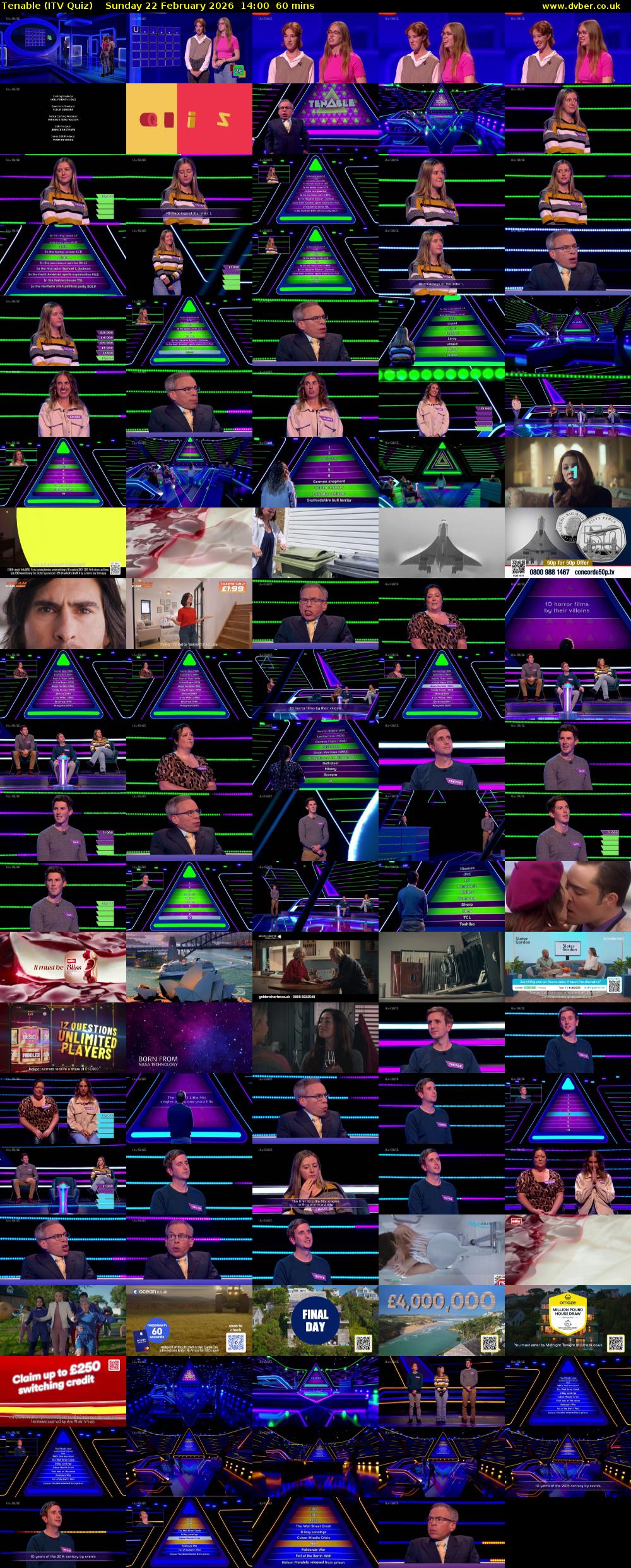 Tenable (ITV Quiz) Sunday 22 February 2026 14:00 - 15:00