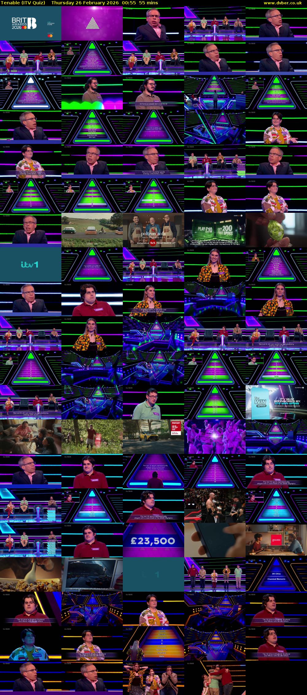 Tenable (ITV Quiz) Thursday 26 February 2026 00:55 - 01:50