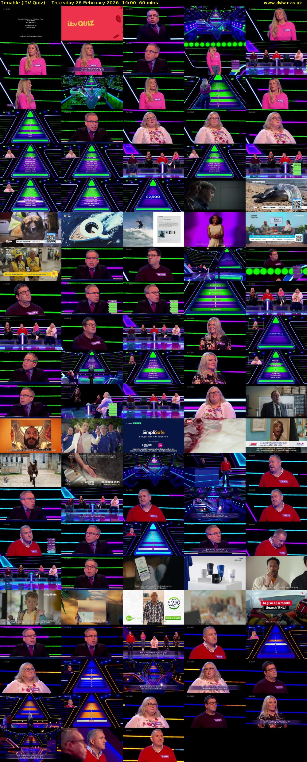 Tenable (ITV Quiz) Thursday 26 February 2026 14:00 - 15:00