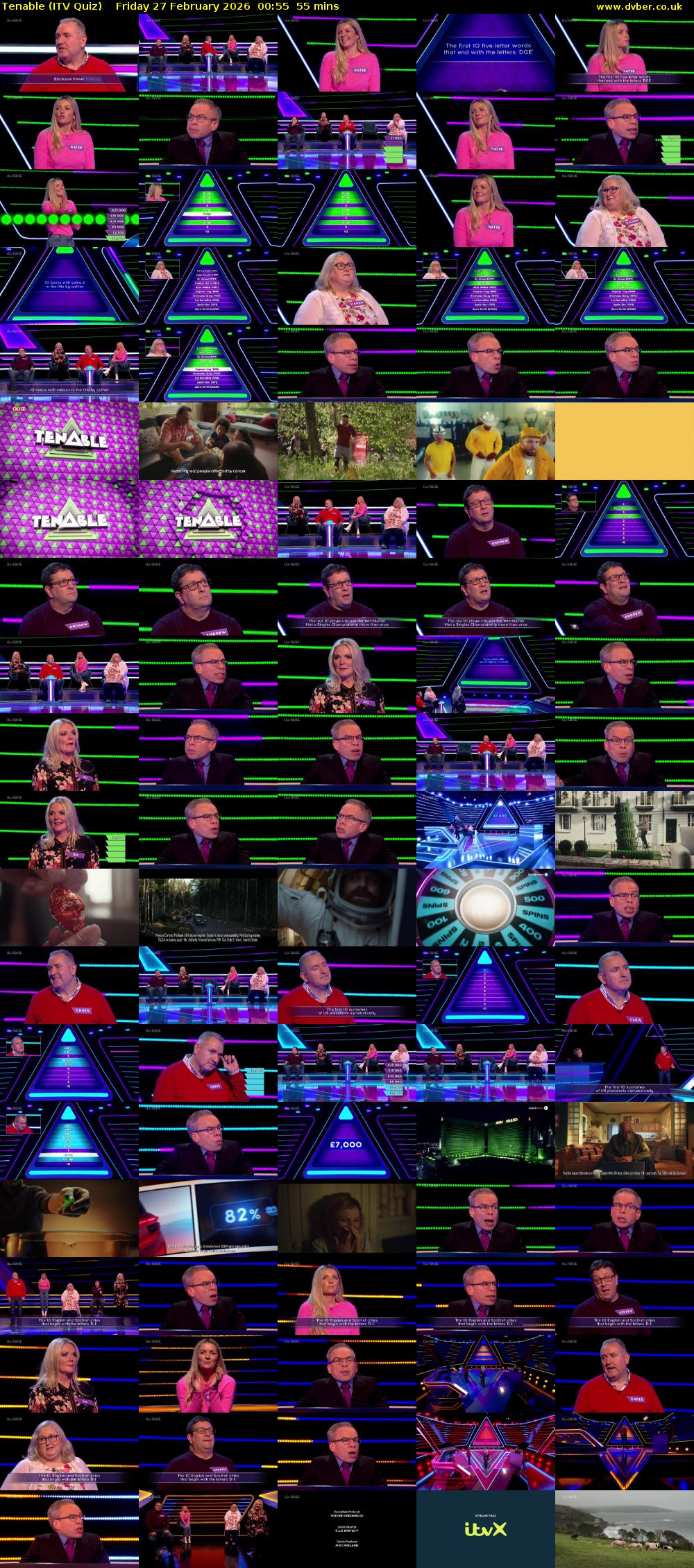 Tenable (ITV Quiz) Friday 27 February 2026 00:55 - 01:50
