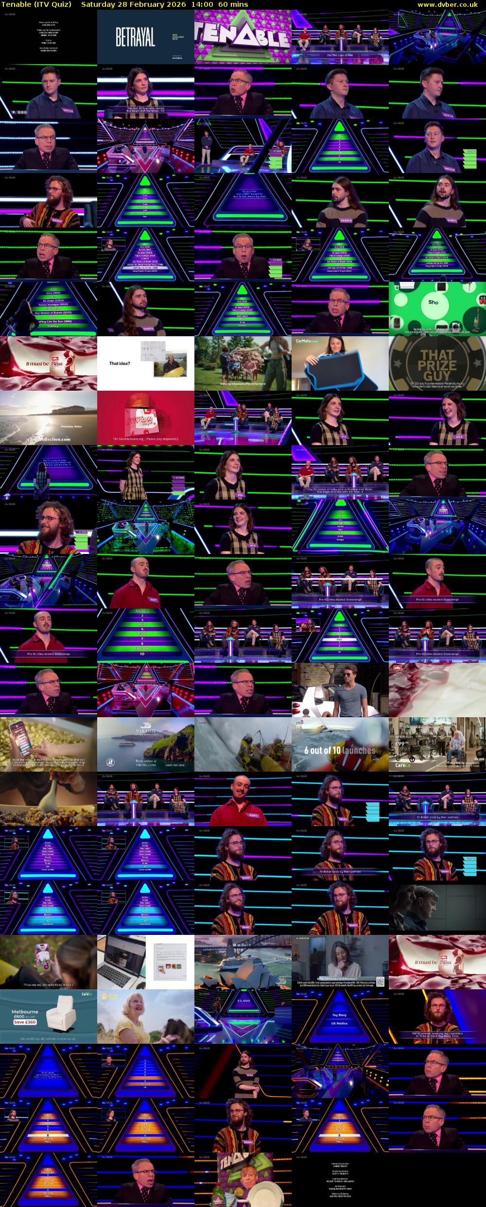 Tenable (ITV Quiz) Saturday 28 February 2026 14:00 - 15:00