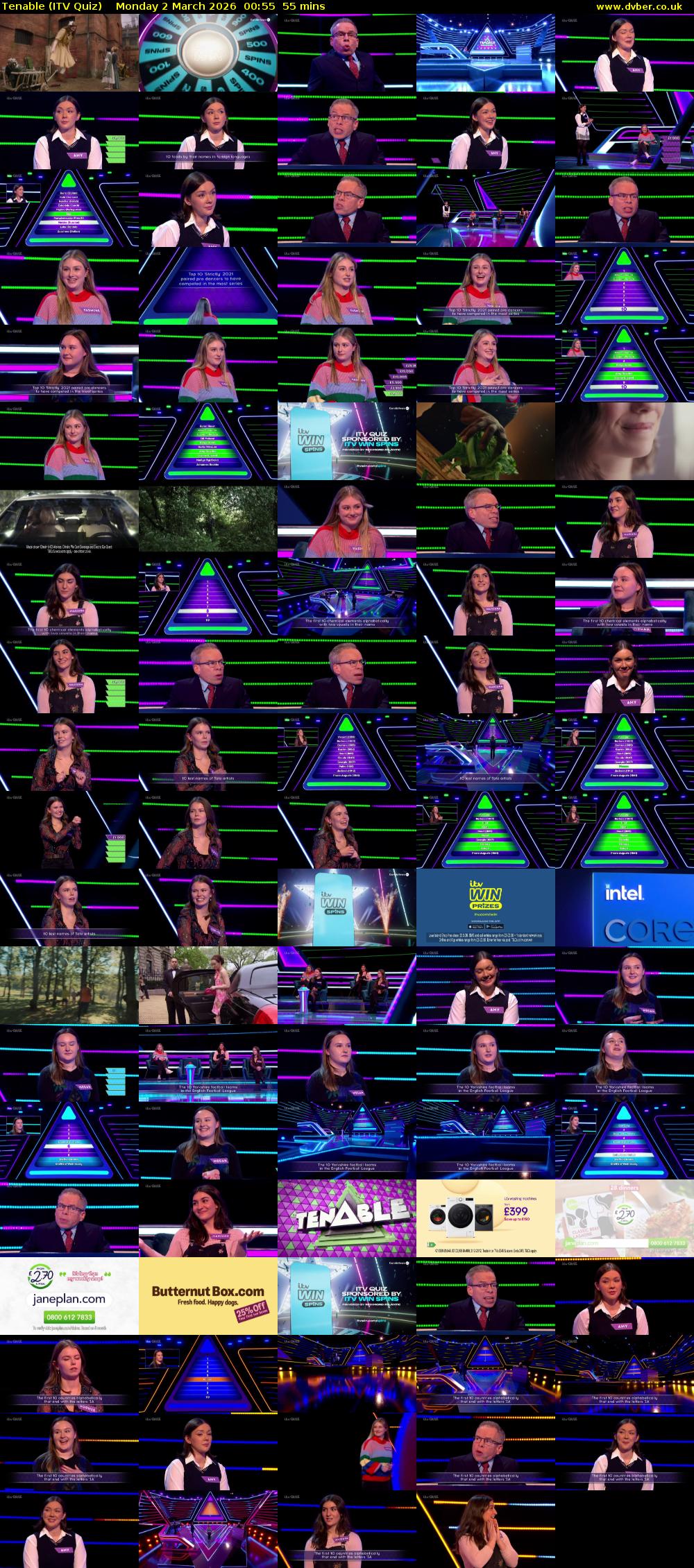 Tenable (ITV Quiz) Monday 2 March 2026 00:55 - 01:50