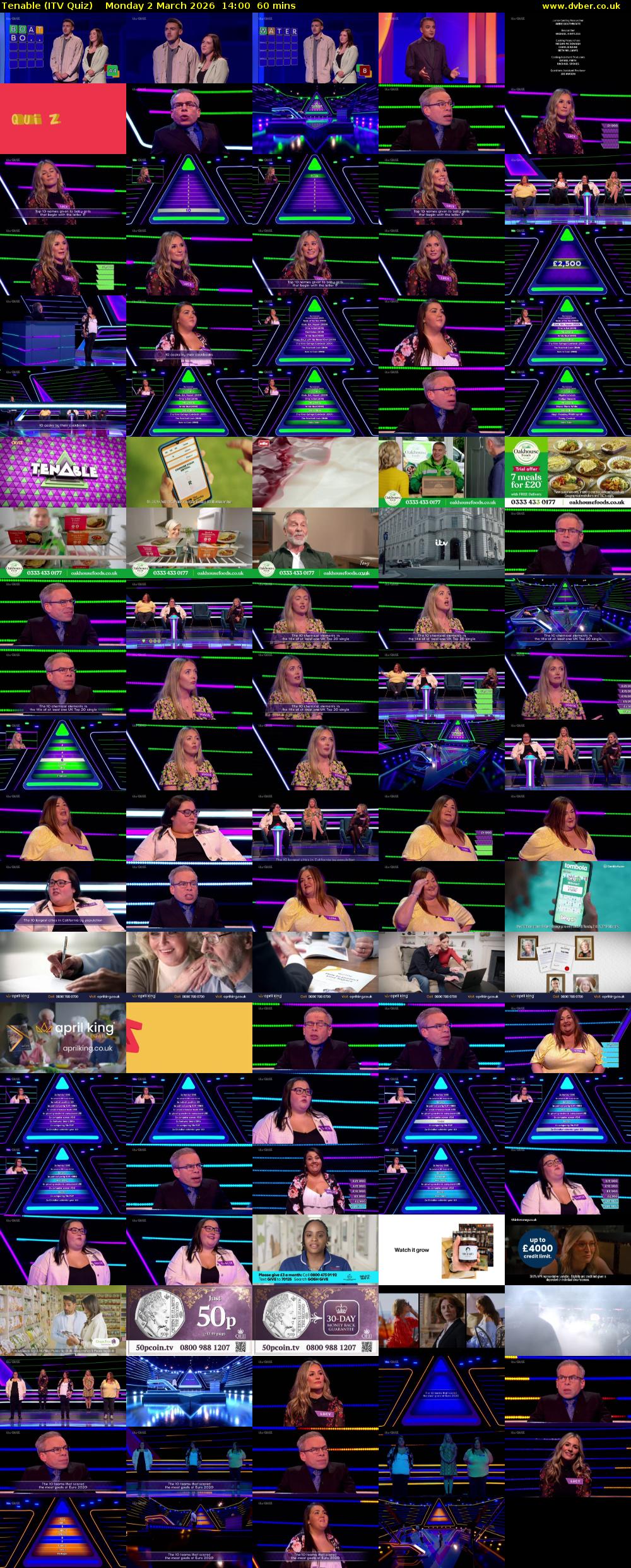 Tenable (ITV Quiz) Monday 2 March 2026 14:00 - 15:00