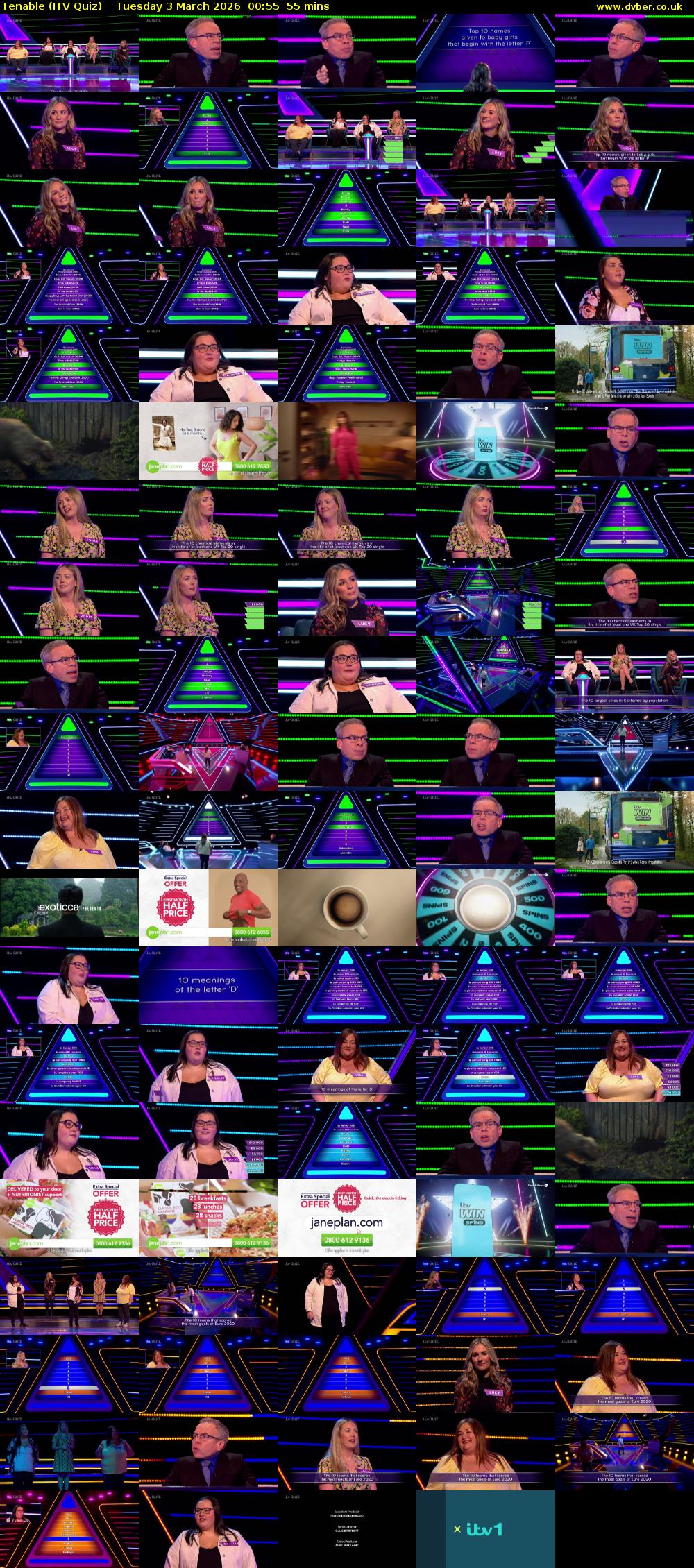 Tenable (ITV Quiz) Tuesday 3 March 2026 00:55 - 01:50