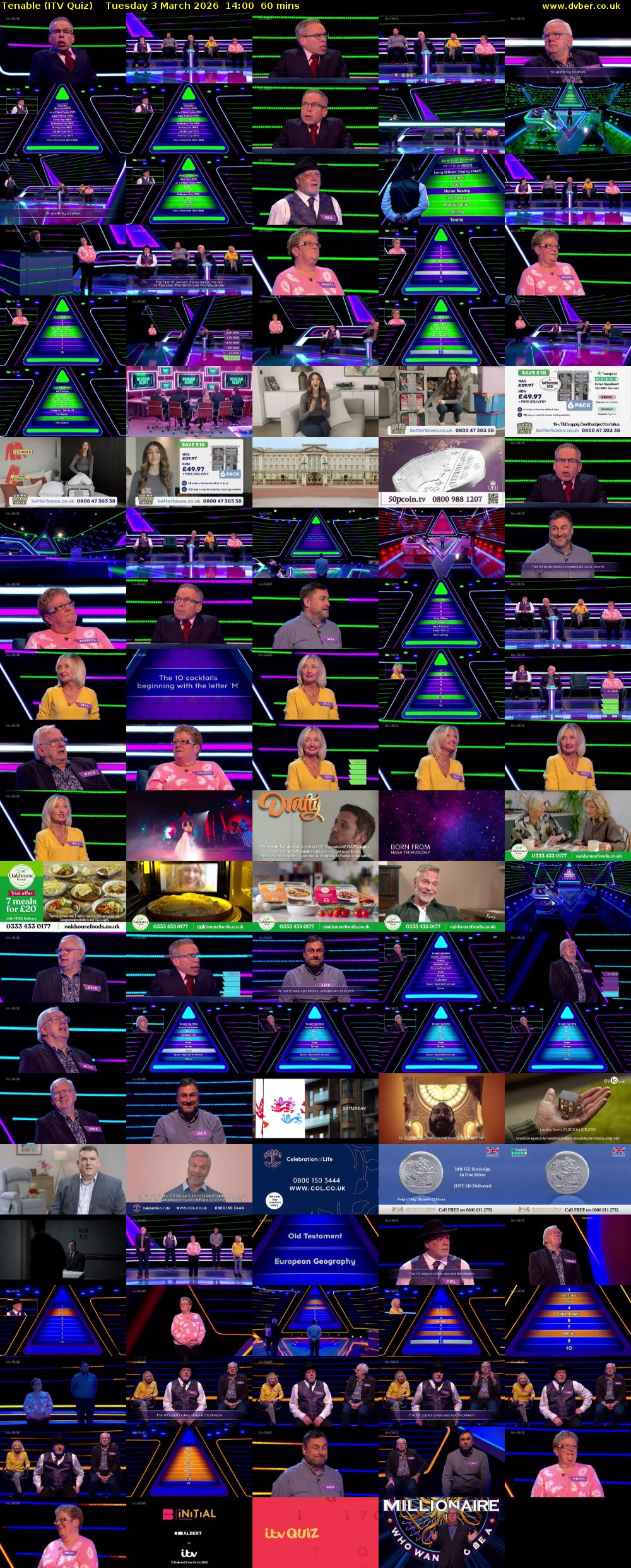 Tenable (ITV Quiz) Tuesday 3 March 2026 14:00 - 15:00
