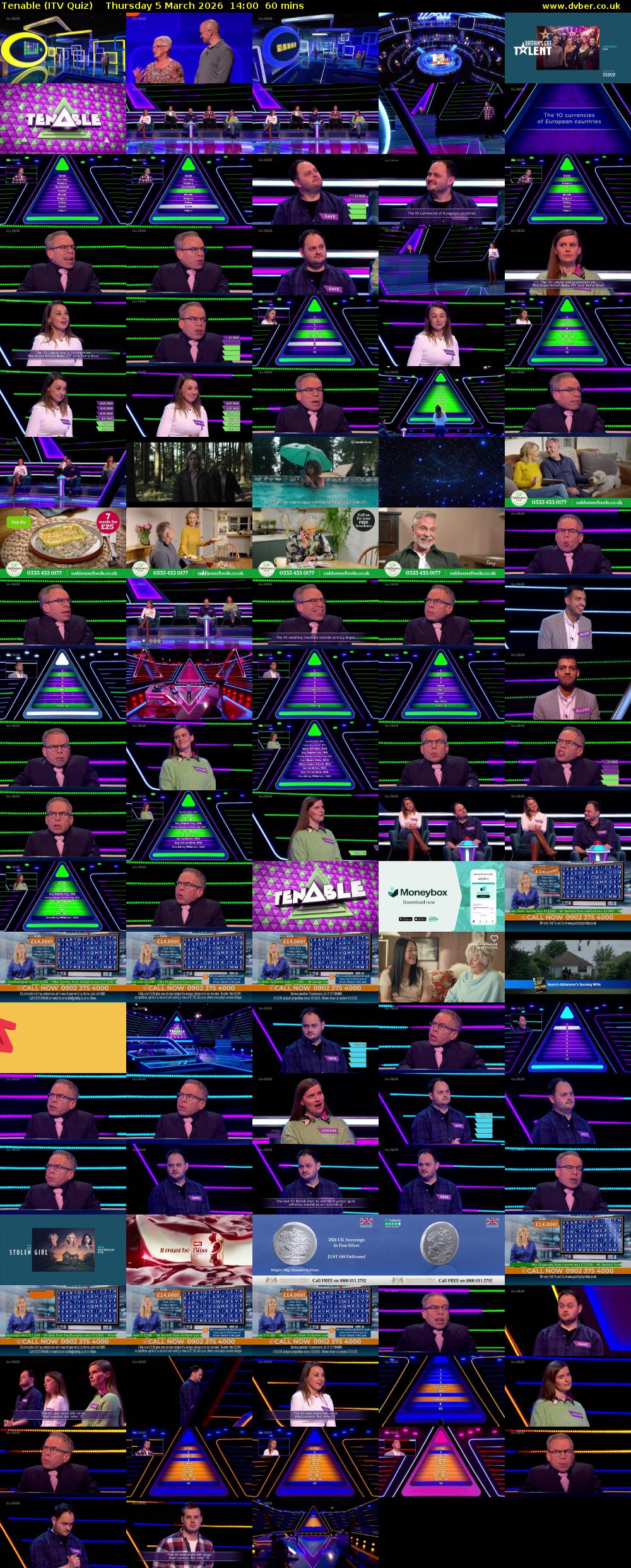 Tenable (ITV Quiz) Thursday 5 March 2026 14:00 - 15:00