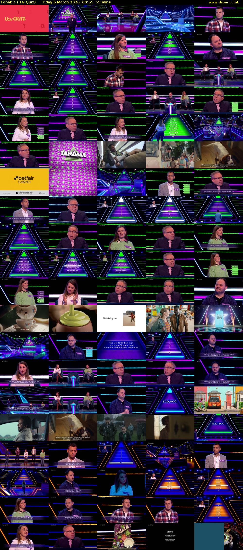 Tenable (ITV Quiz) Friday 6 March 2026 00:55 - 01:50