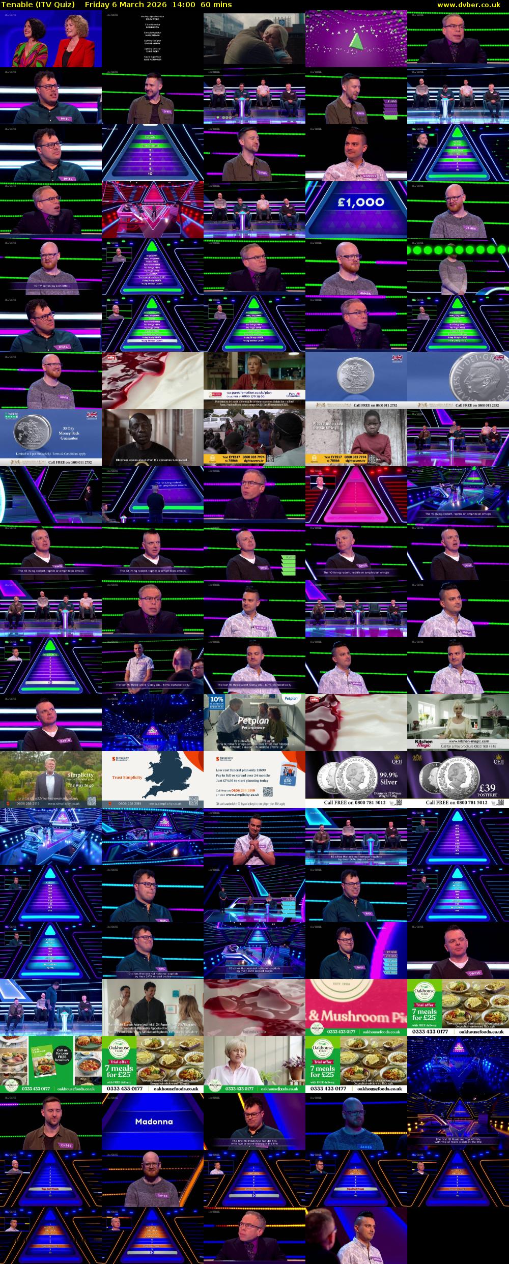 Tenable (ITV Quiz) Friday 6 March 2026 14:00 - 15:00